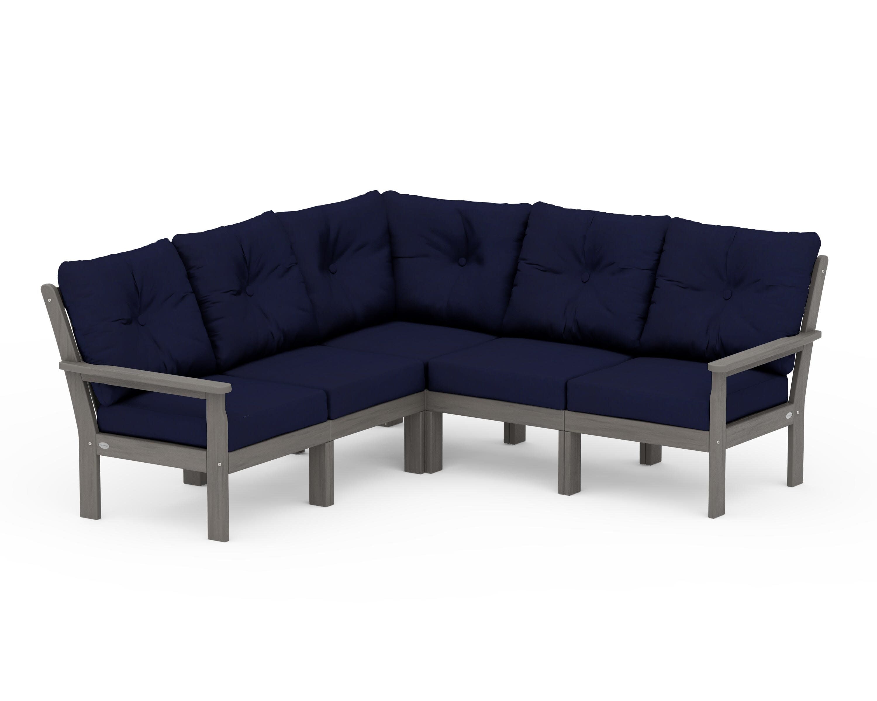 Vineyard 5-Piece Sectional in Driftwood / Navy