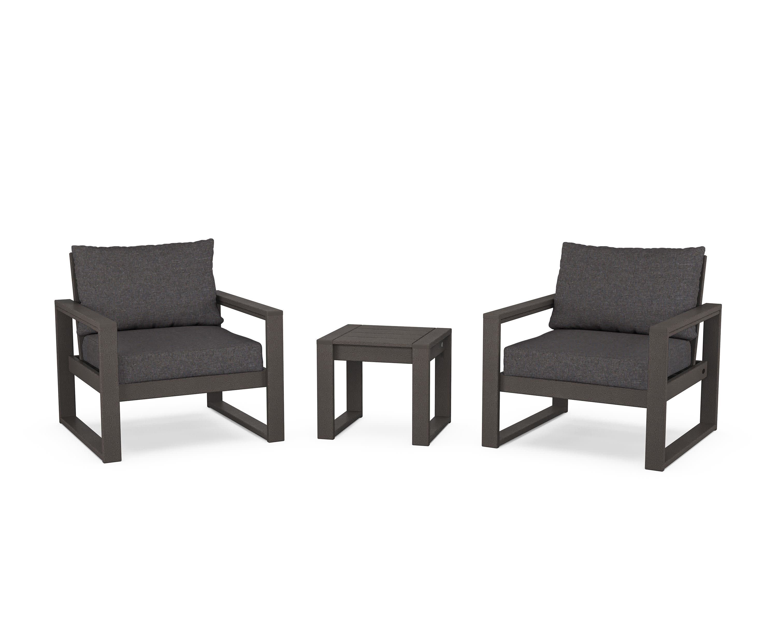EDGE Sectional 3-Piece Deep Seating Set in Vintage Coffee / Ash Charcoal