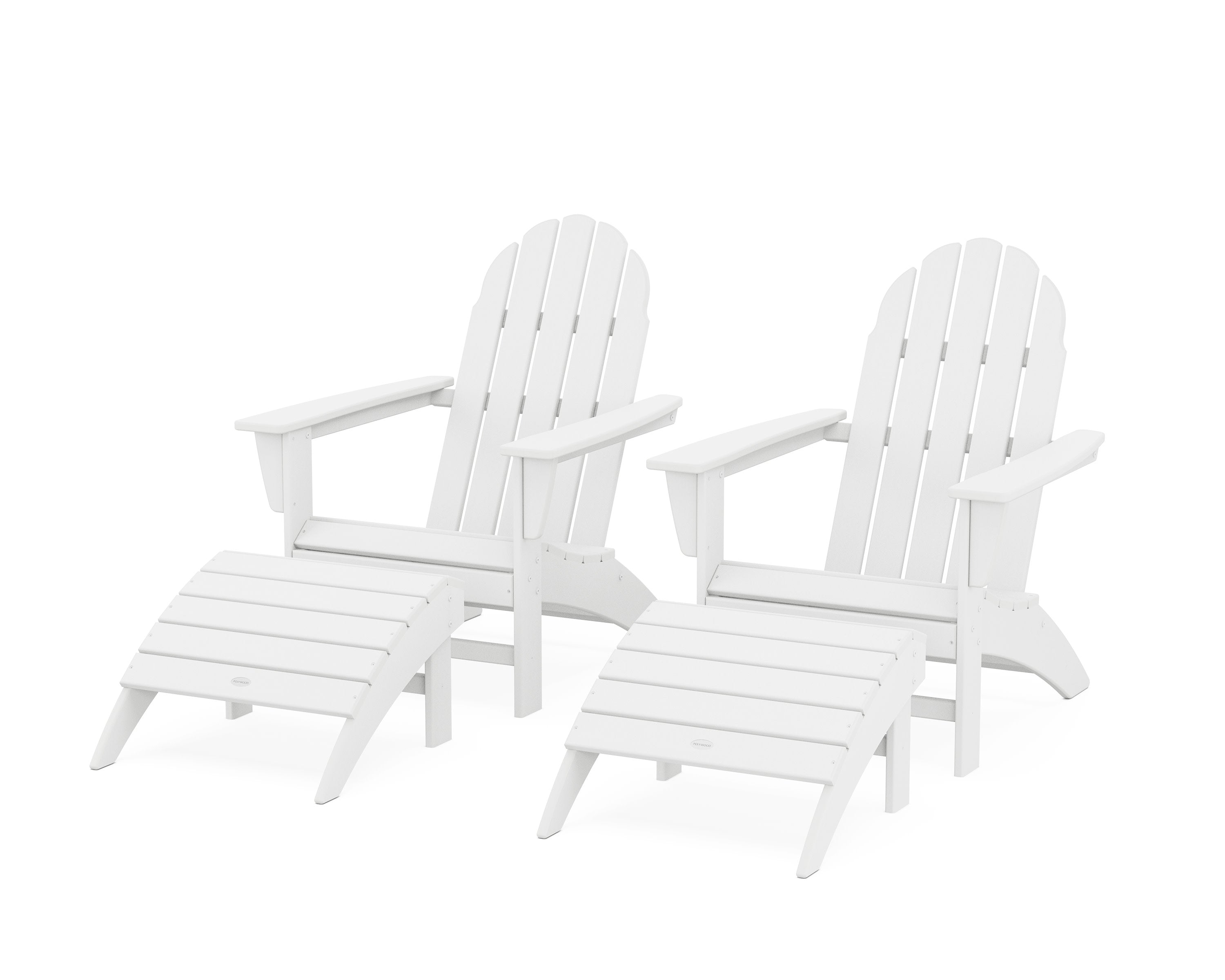 Vineyard Adirondack Chair 4-Piece Set with Ottomans in White