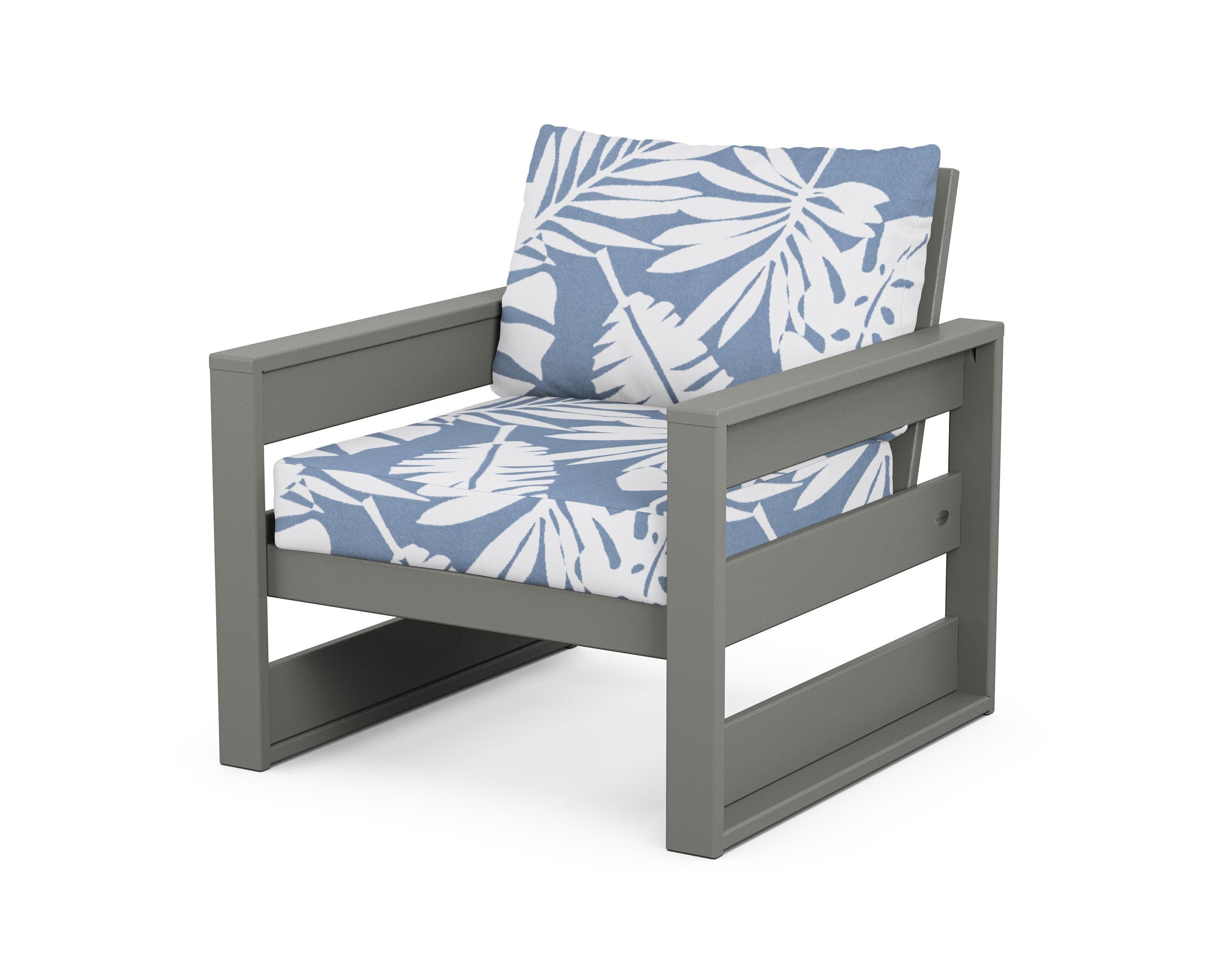 Westport Club Chair in Slate Grey / Leaf Sky Blue