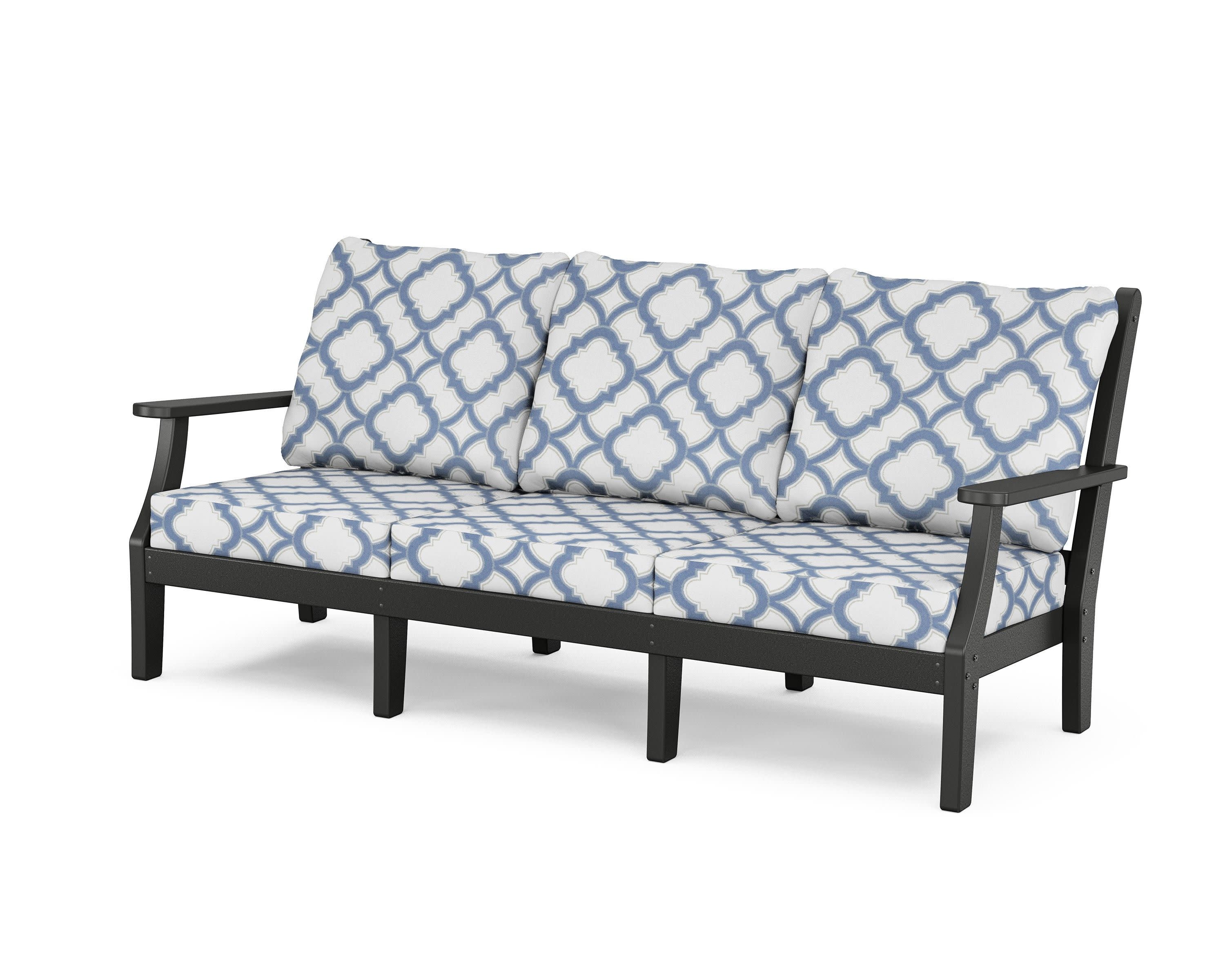 Wovendale Deep Seating Sofa in Black / Trellis Sky Blue