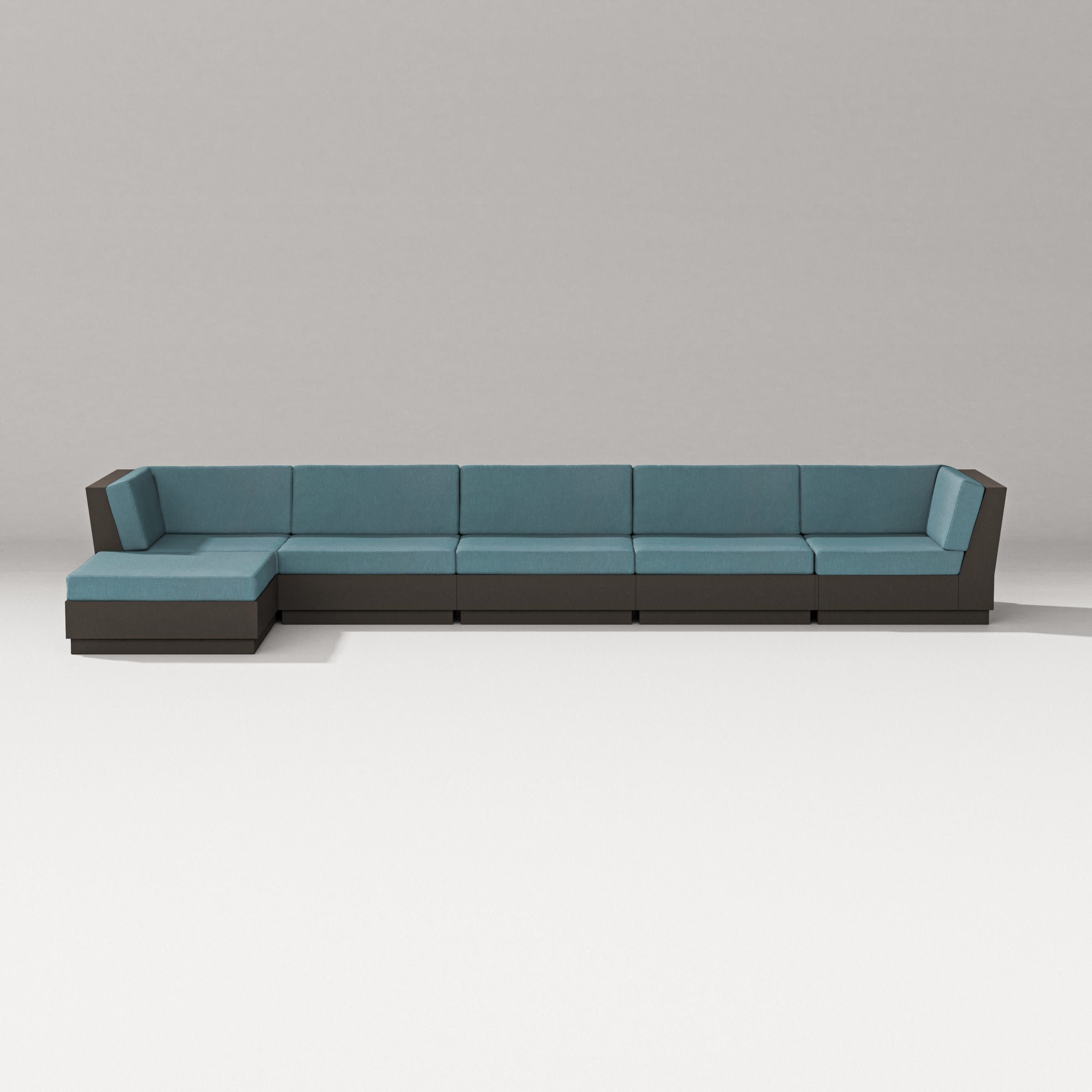 Elevate 6-Piece Chaise Sectional in Vintage Coffee / Ocean Teal