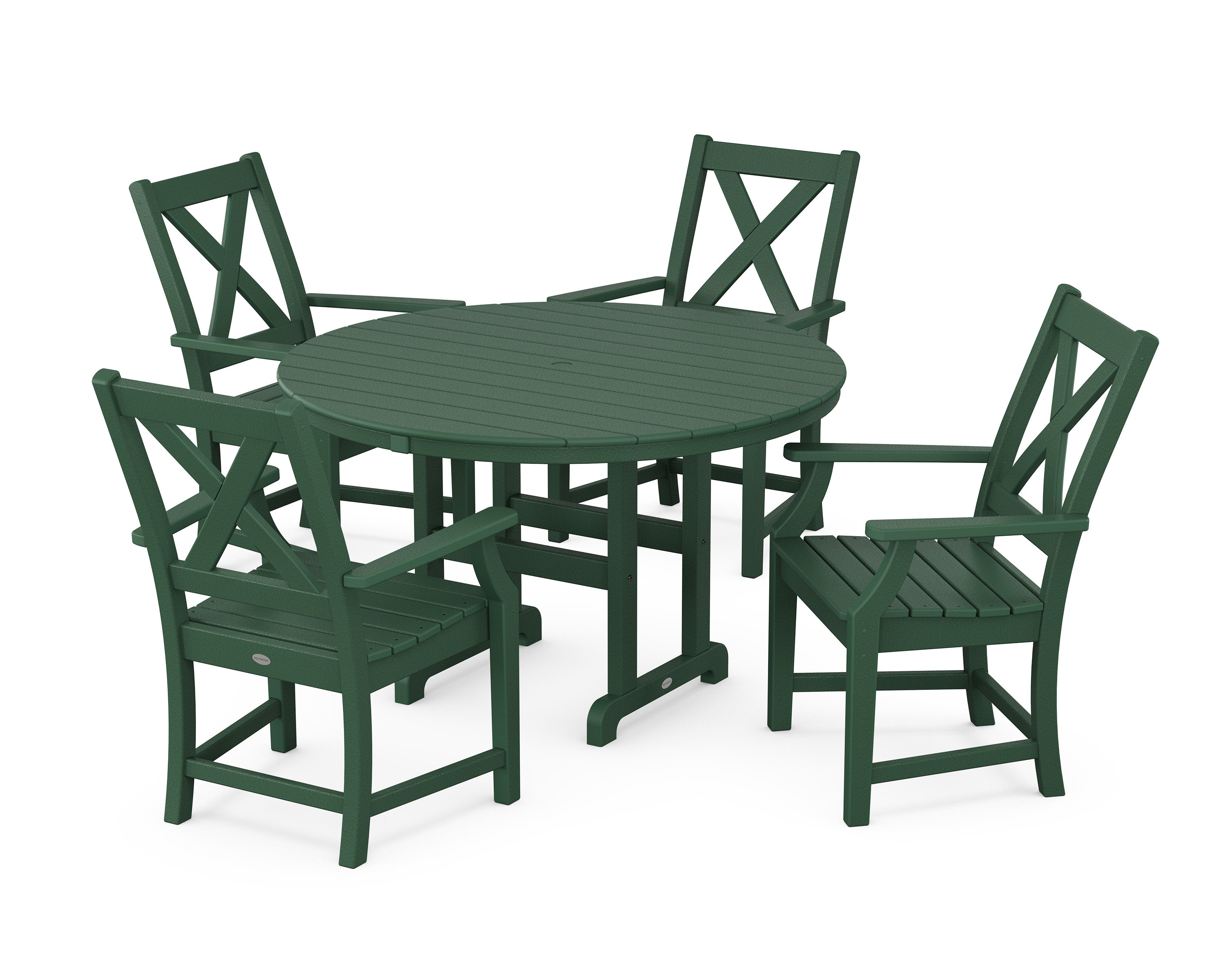 Braxton 5-Piece Round Farmhouse Dining Set in Green