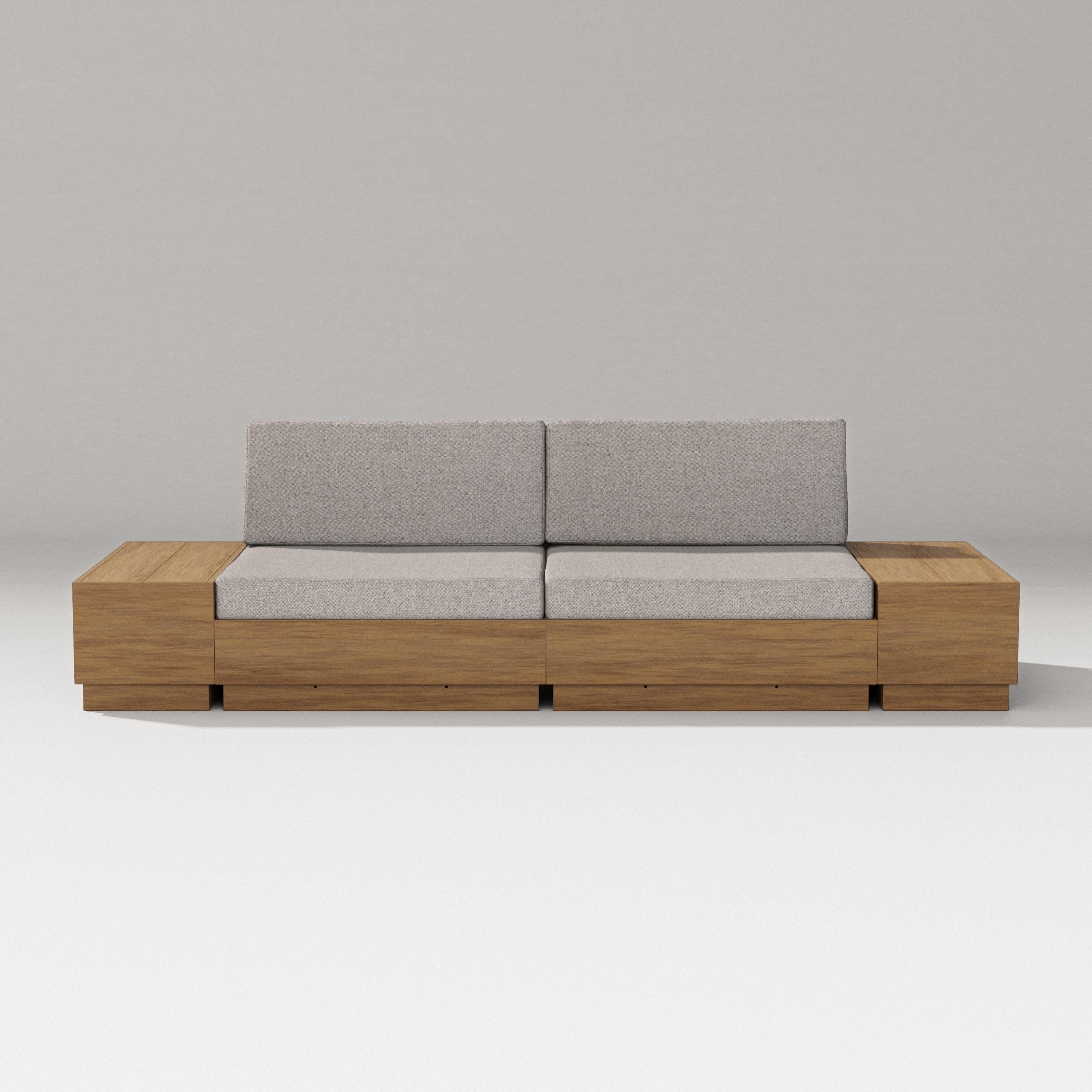 Elevate 4-Piece Loveseat Sectional in Natural / Weathered Tweed