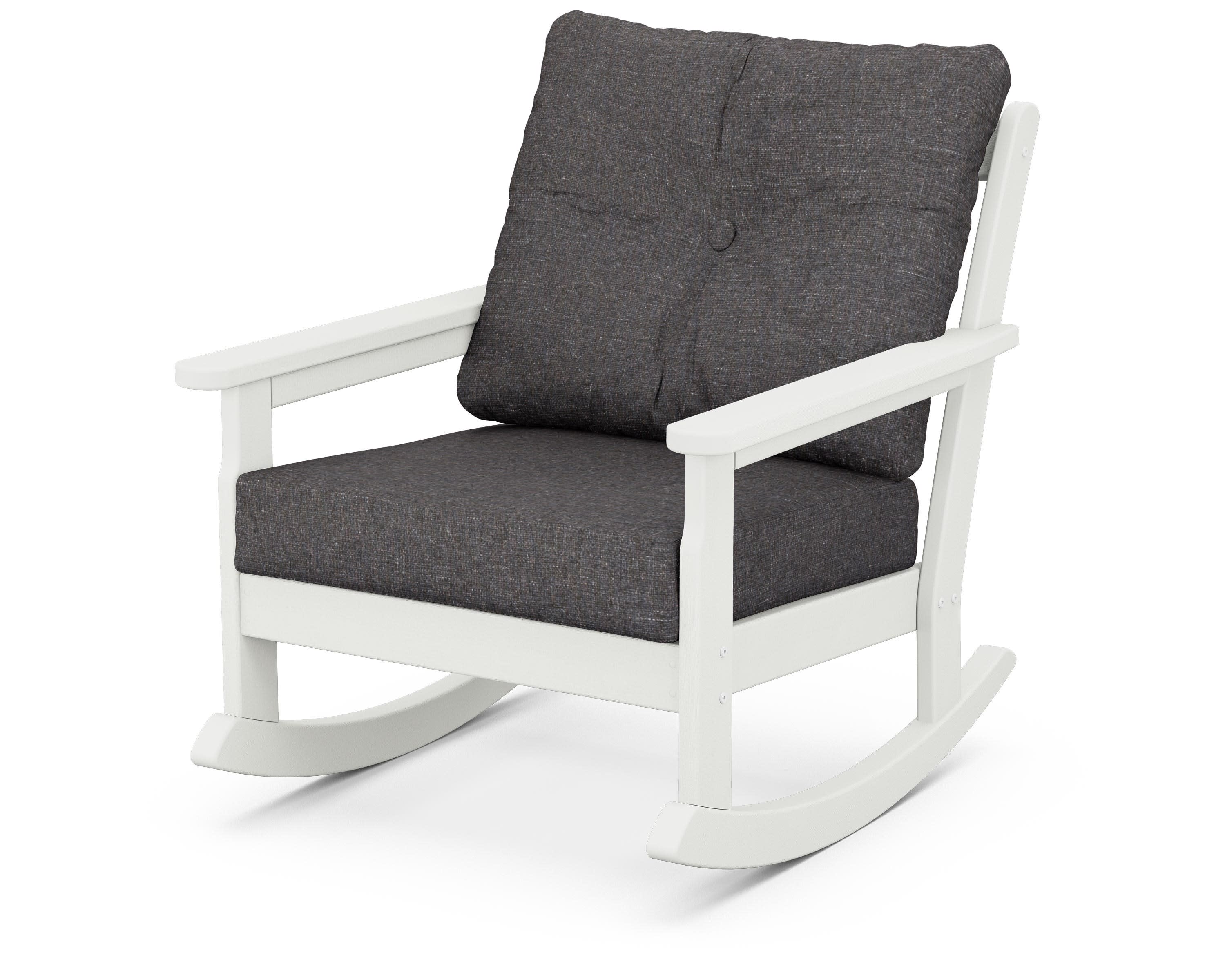 Vineyard Deep Seating Rocking Chair in Vintage White / Ash Charcoal