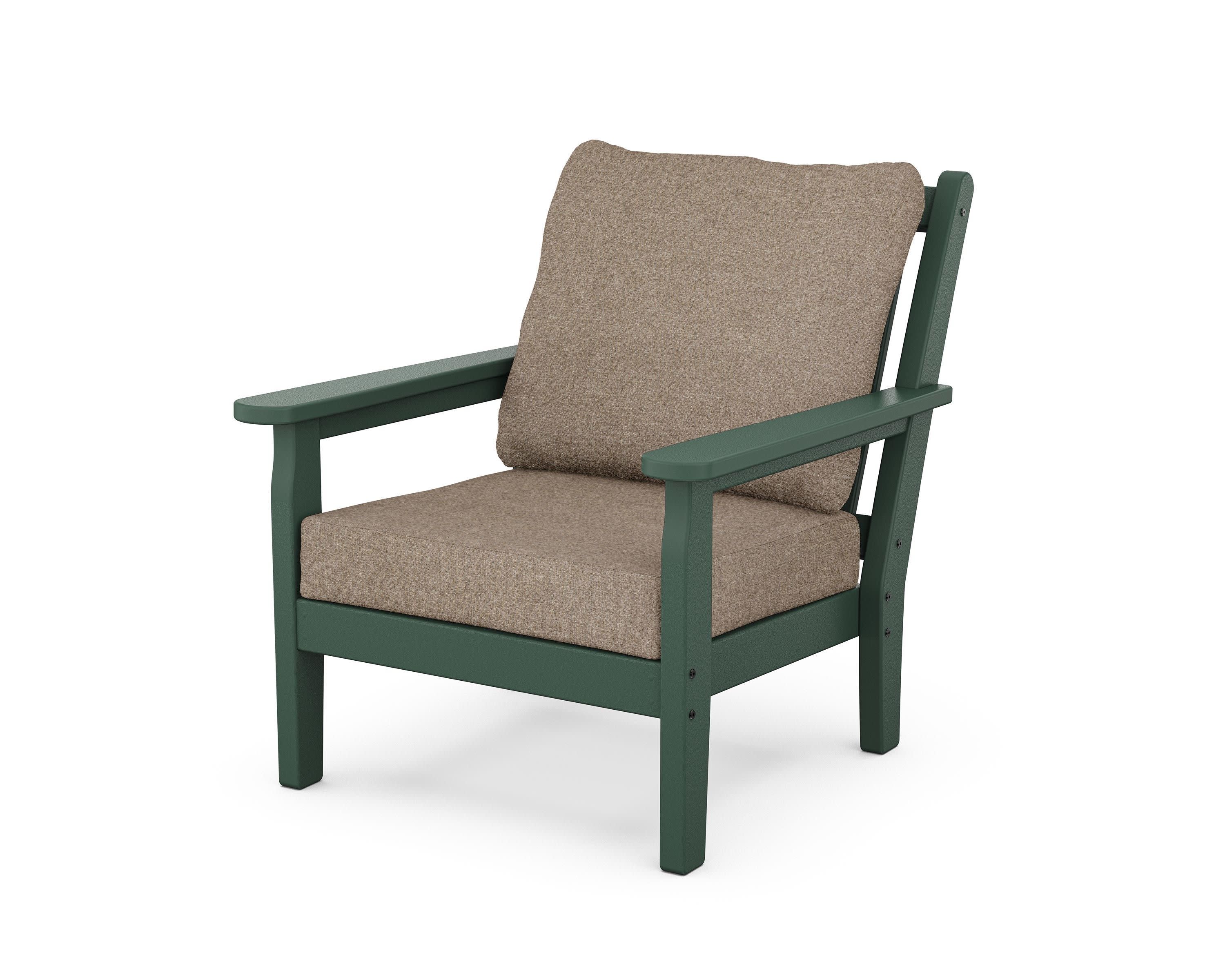 Chippendale Deep Seating Chair in Green / Spiced Burlap