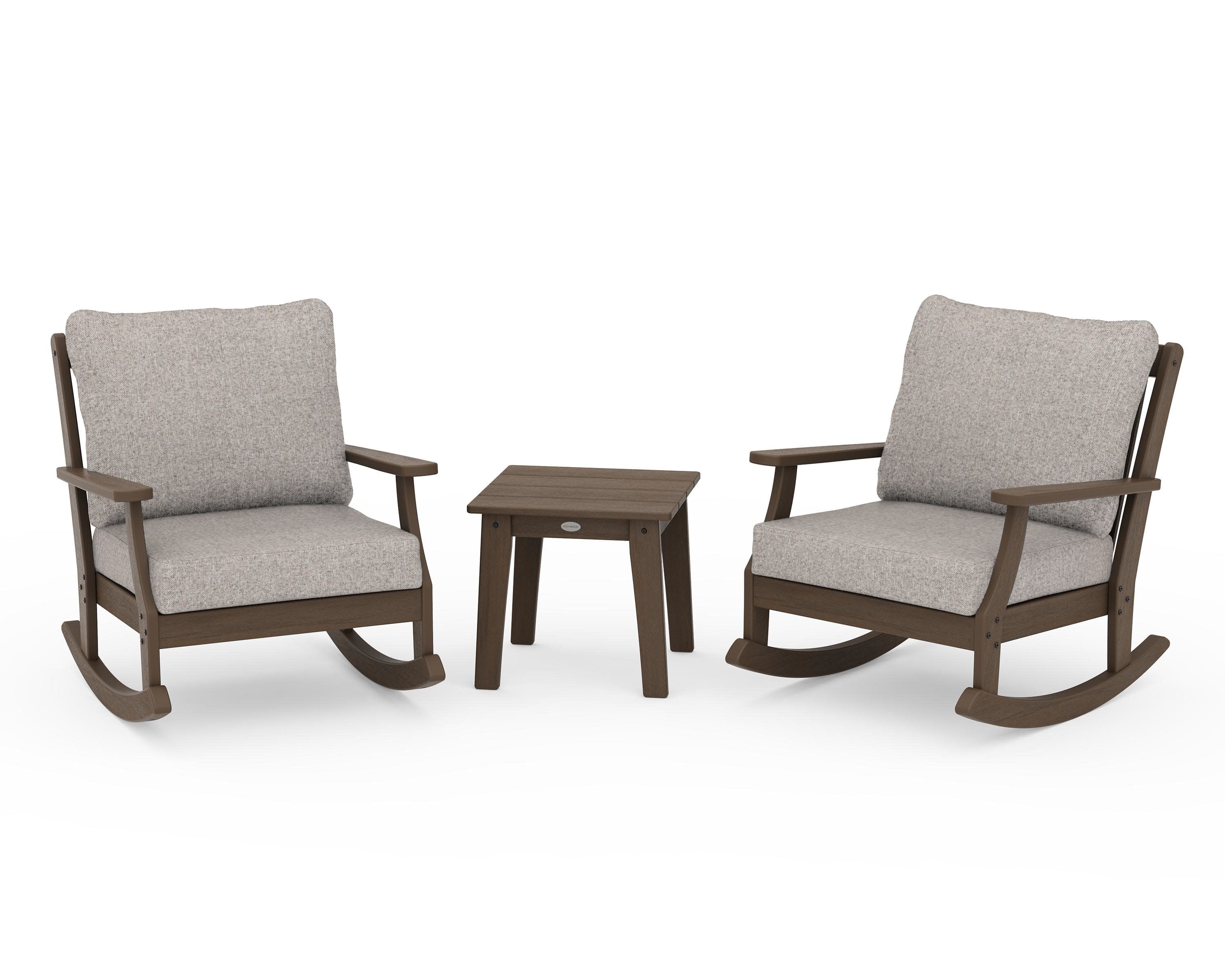 Braxton 3-Piece Deep Seating Rocker Set in Kona / Weathered Tweed