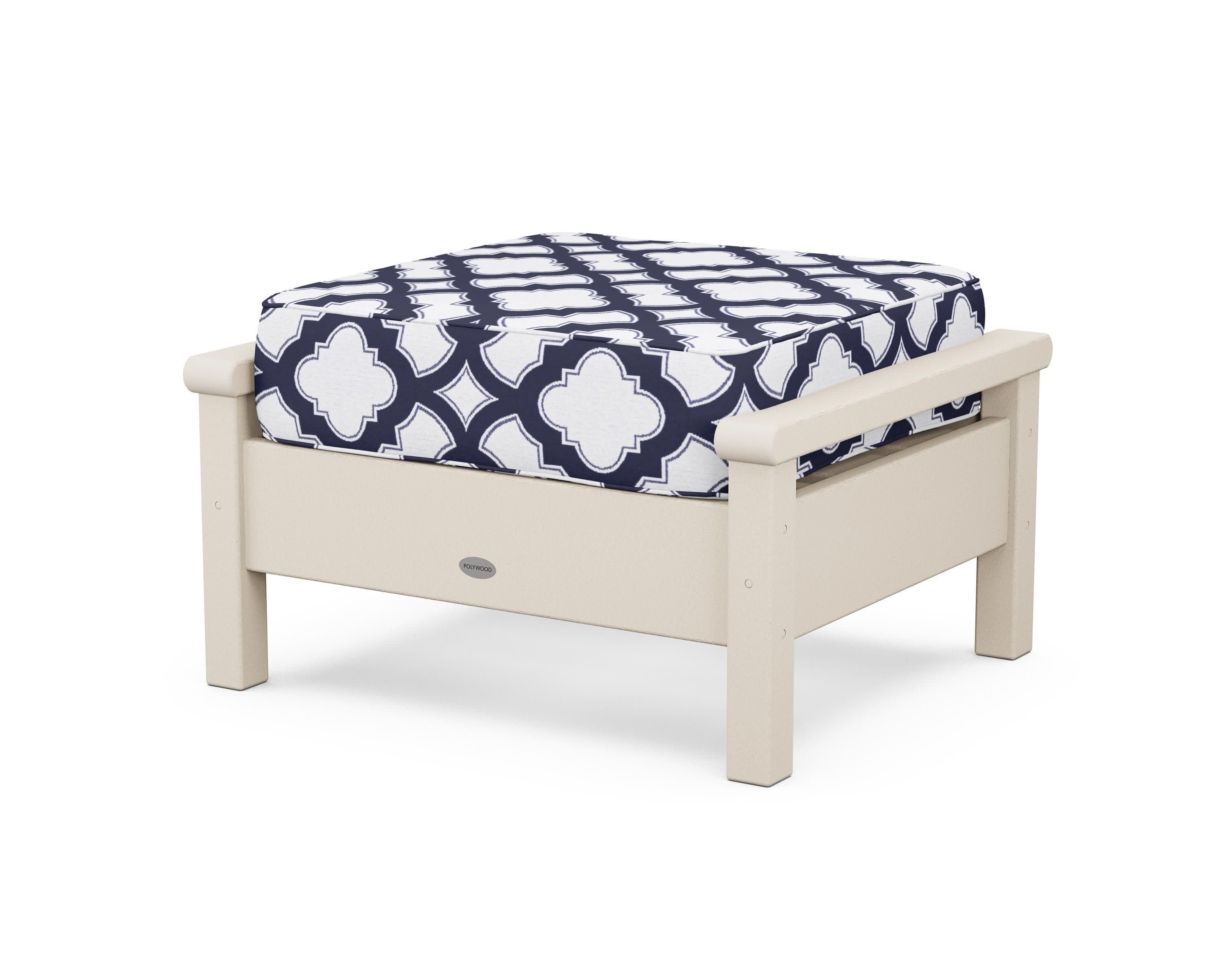 Harbour Deep Seating Ottoman in Sand / Trellis Navy