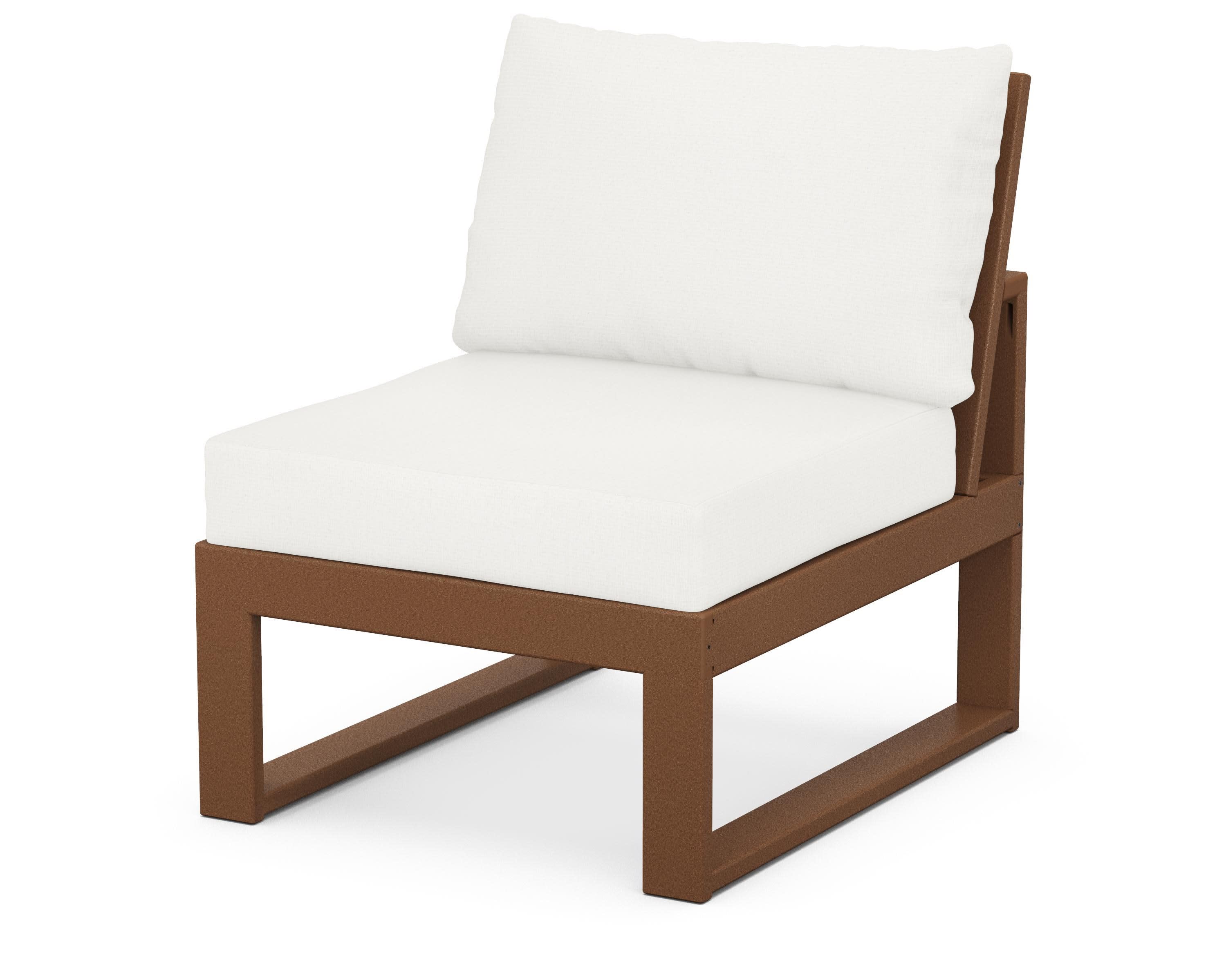 Modular Armless Chair in Teak / Natural Linen