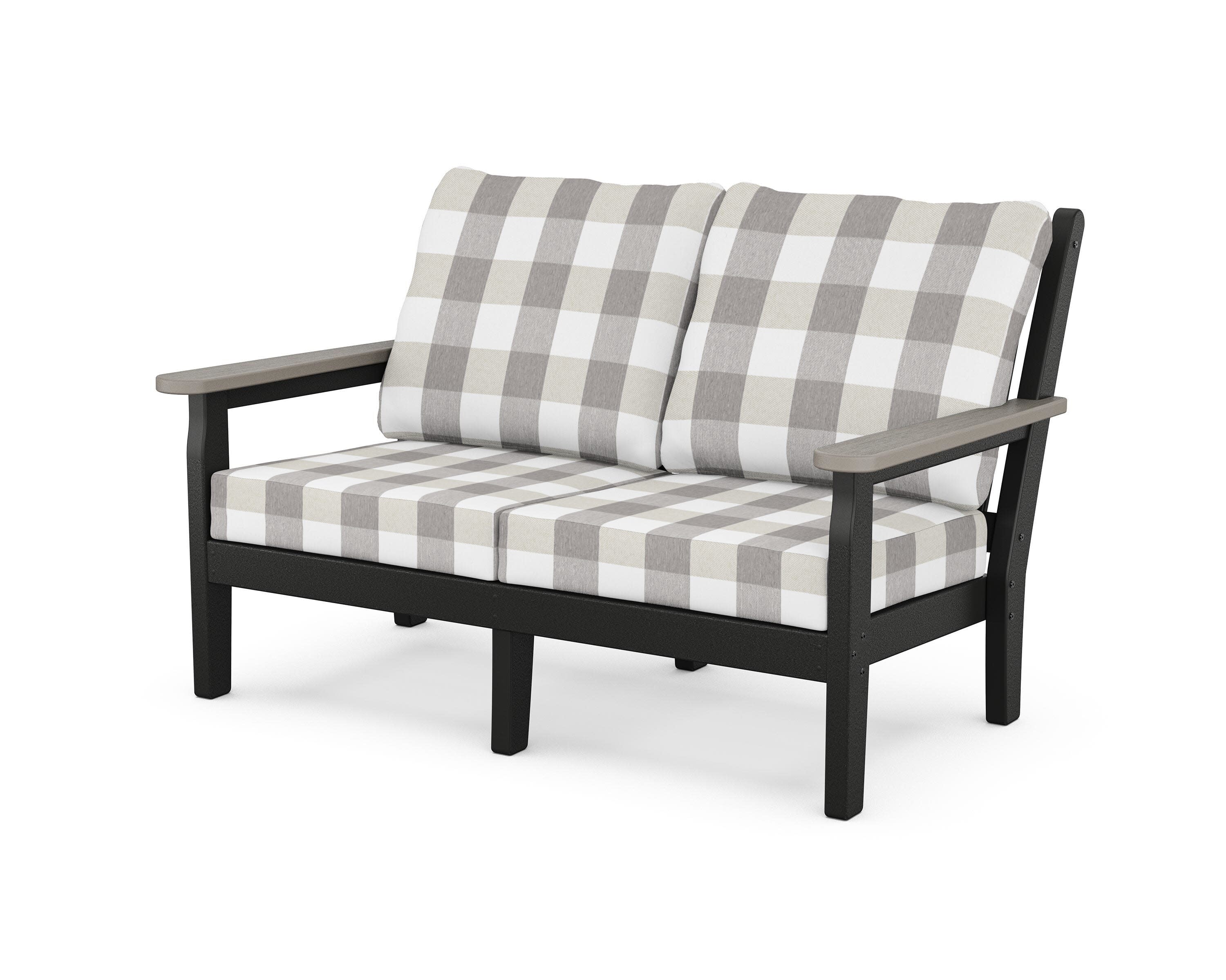 Chippendale Deep Seating Loveseat in Black / Driftwood / Buffalo Plaid Grey Mist