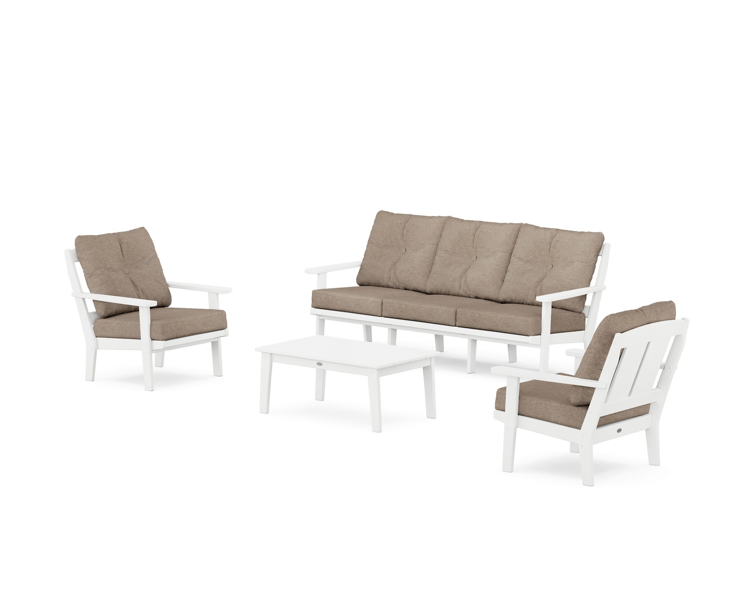 Mission 4-Piece Deep Seating Set with Sofa in White / Spiced Burlap