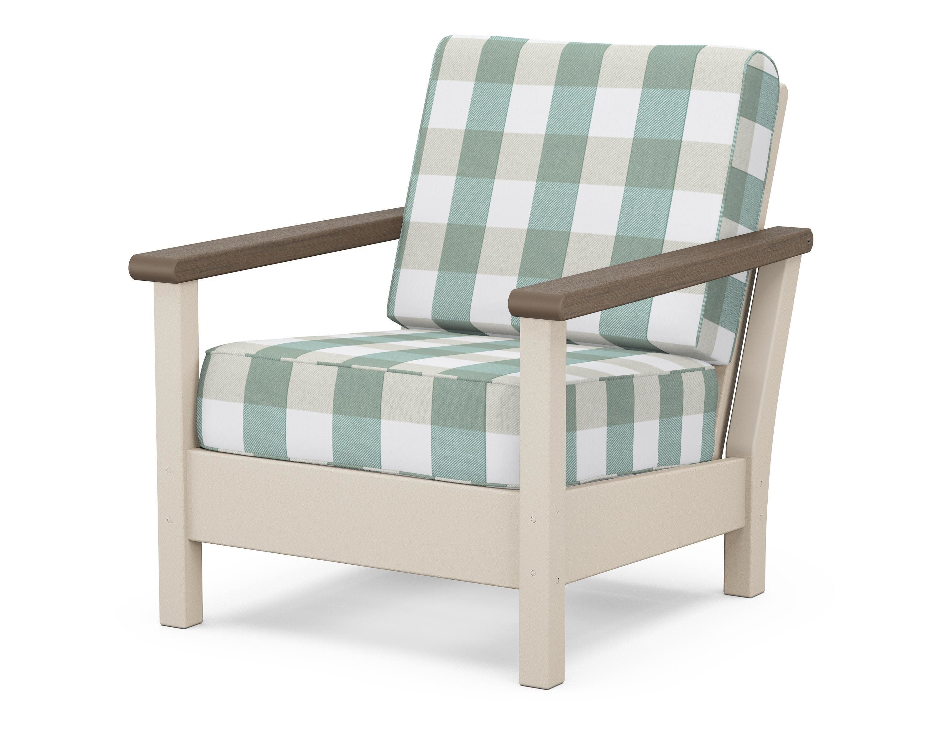 Harbour Deep Seating Chair in Sand / Kona / Buffalo Plaid Glacier Spa