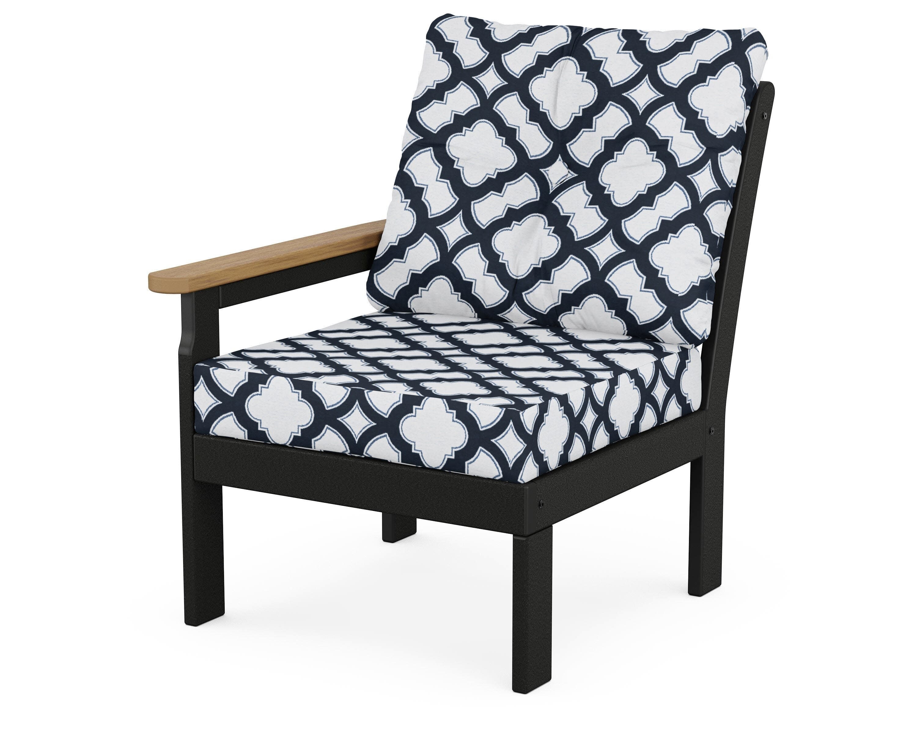 Vineyard Modular Left Arm Chair in Black / Natural / Trellis Marine Indigo