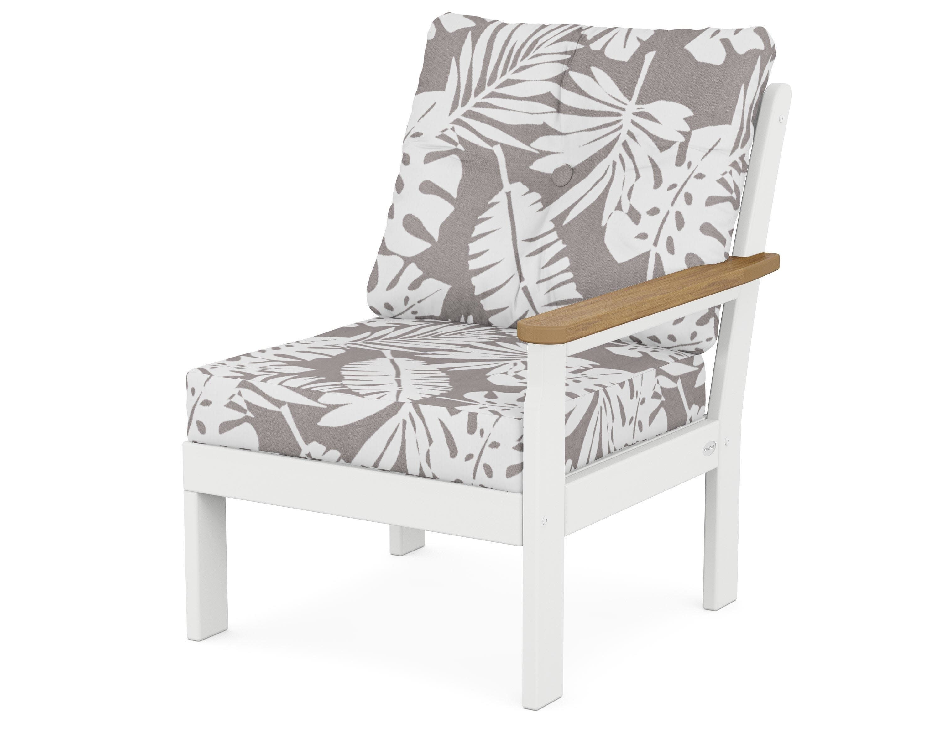 Vineyard Modular Right Arm Chair in White / Natural / Leaf Grey Mist