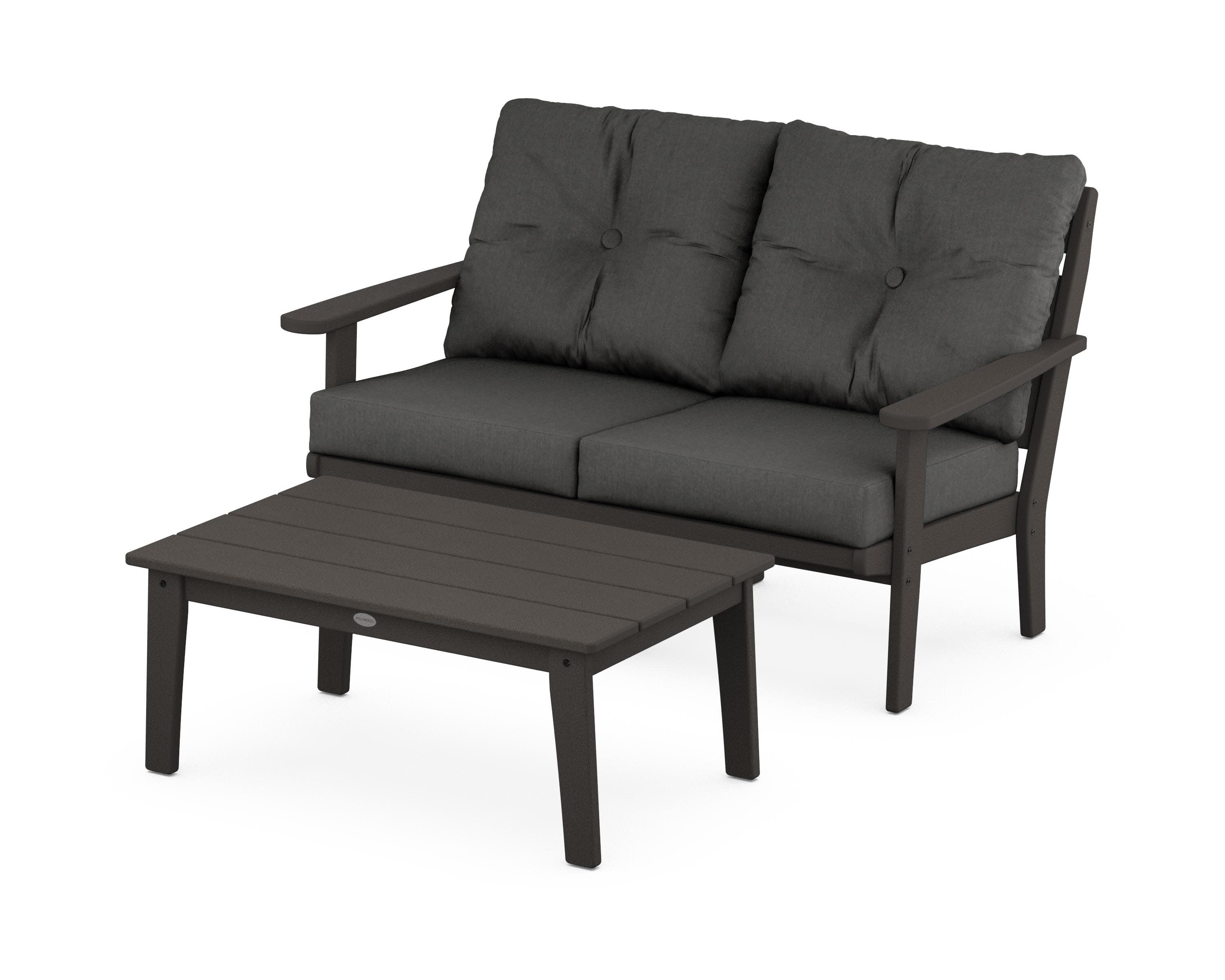 Lakeside 2-Piece Lounge Loveseat Set in Vintage Coffee / Spectrum Carbon