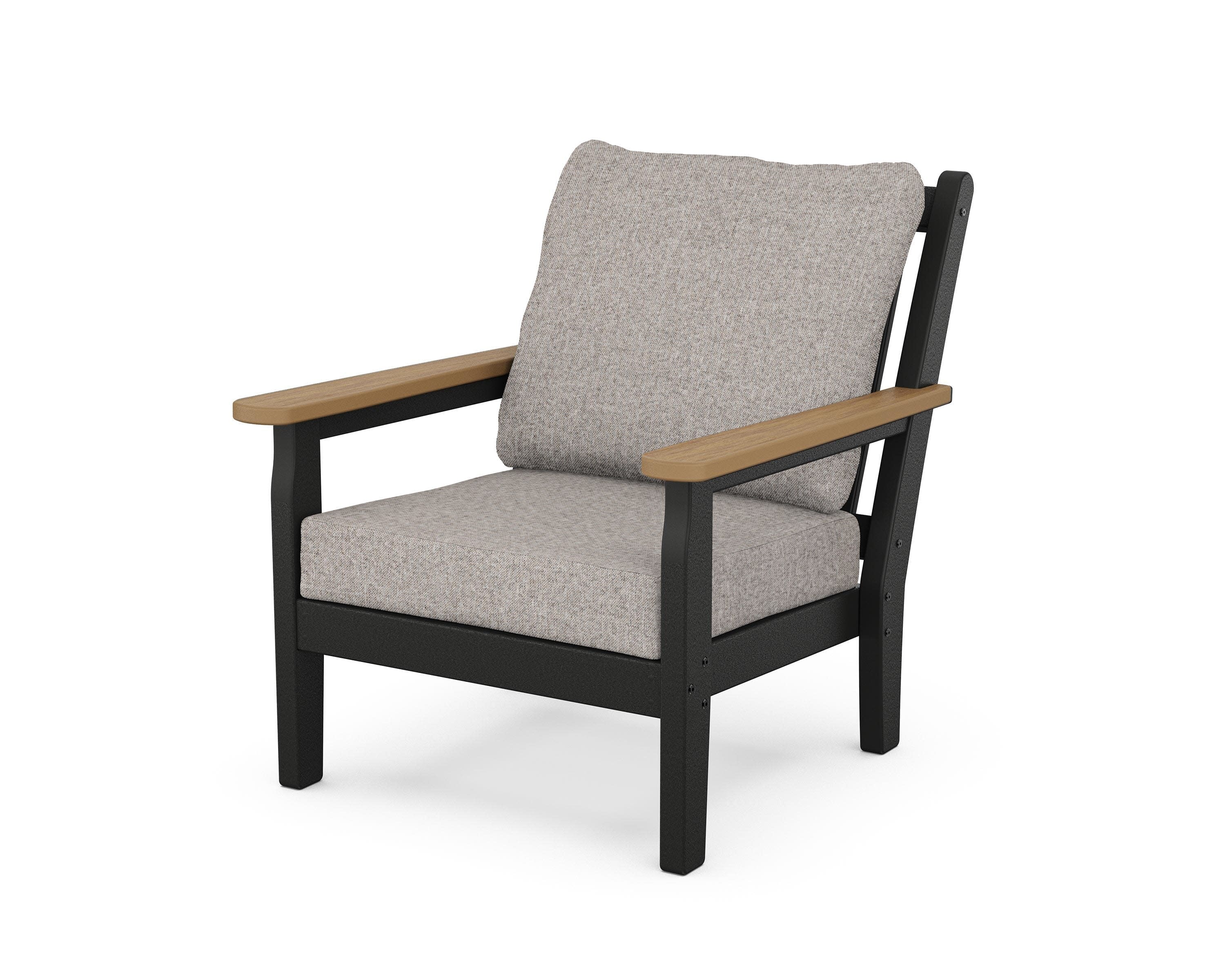 Chippendale Deep Seating Chair in Black / Natural / Weathered Tweed