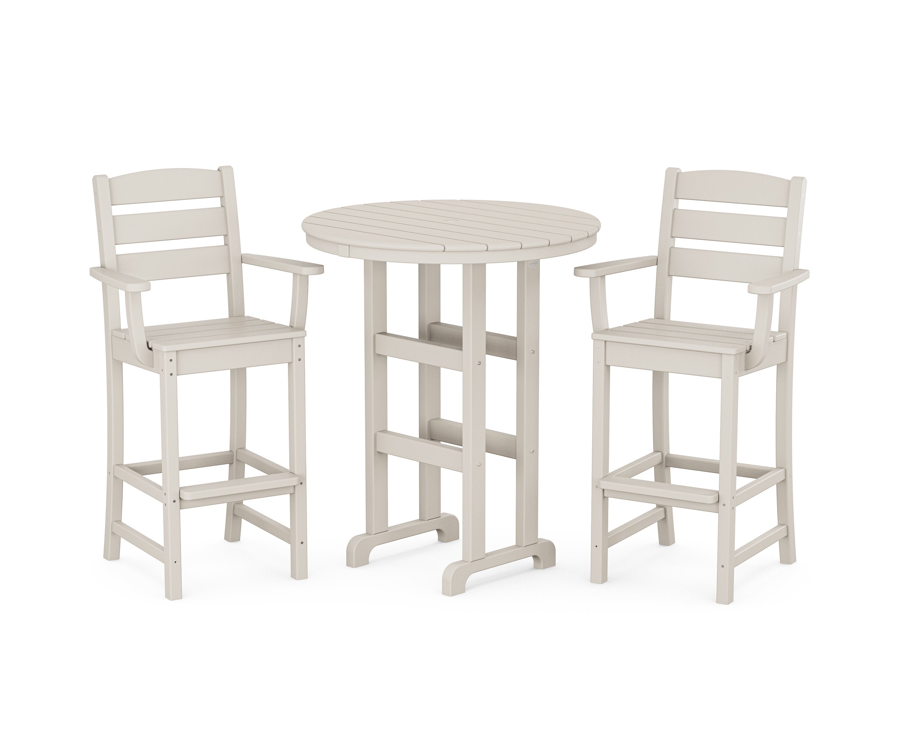 Lakeside 3-Piece Round Bar Arm Chair Set in Sand