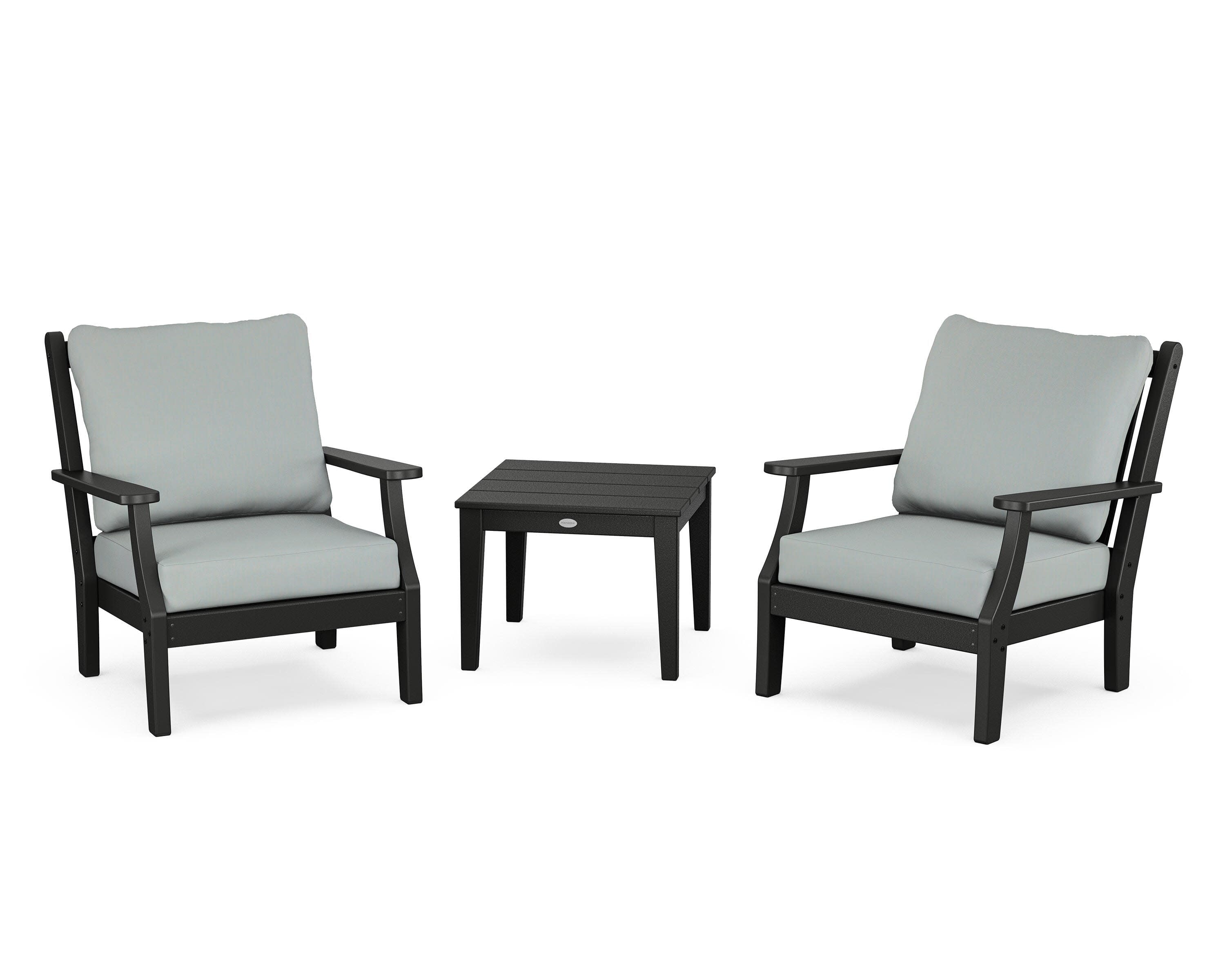 Wovendale 3-Piece Deep Seating Set in Black / Spa