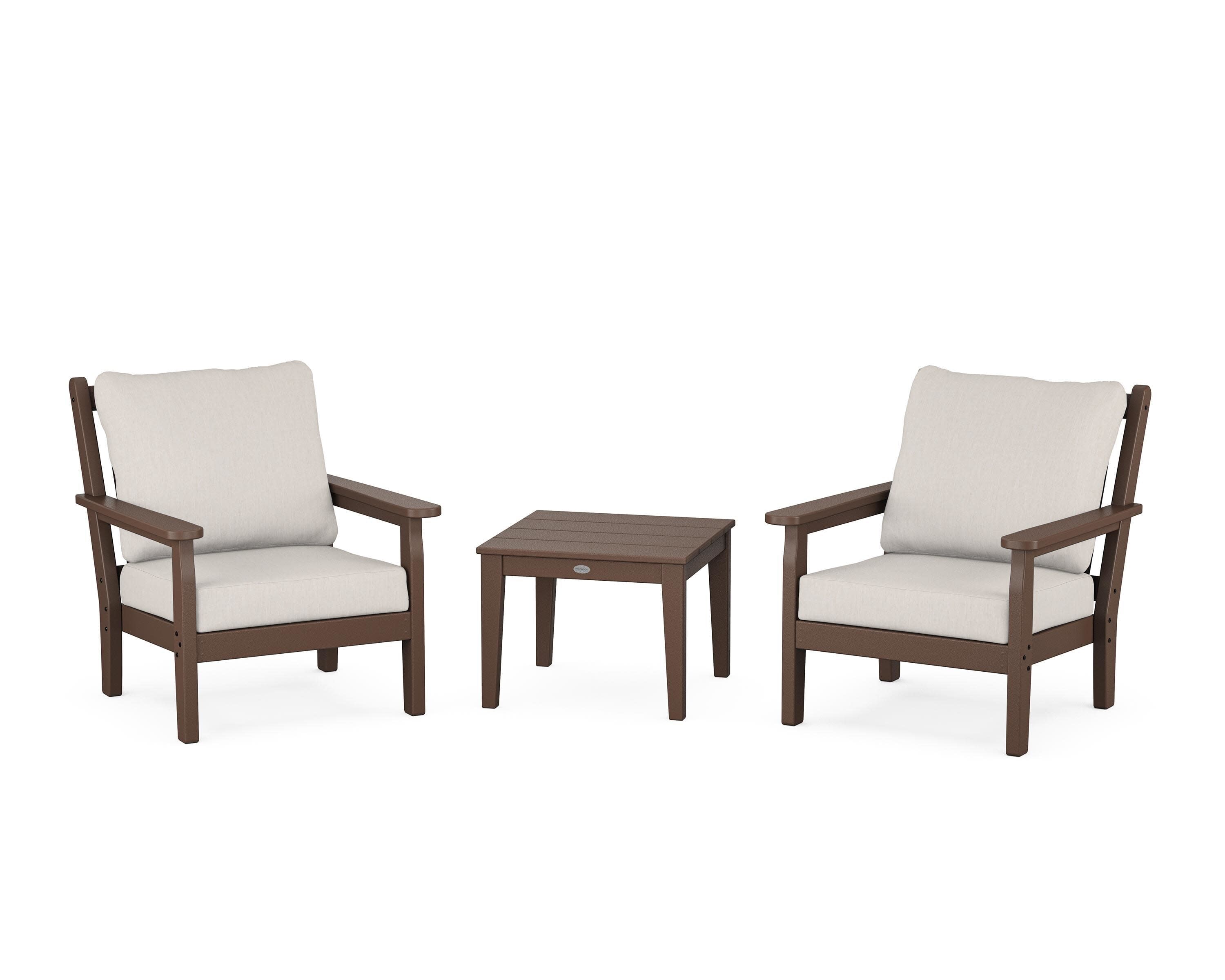 Chippendale 3-Piece Deep Seating Set in Mahogany / Cast Ash