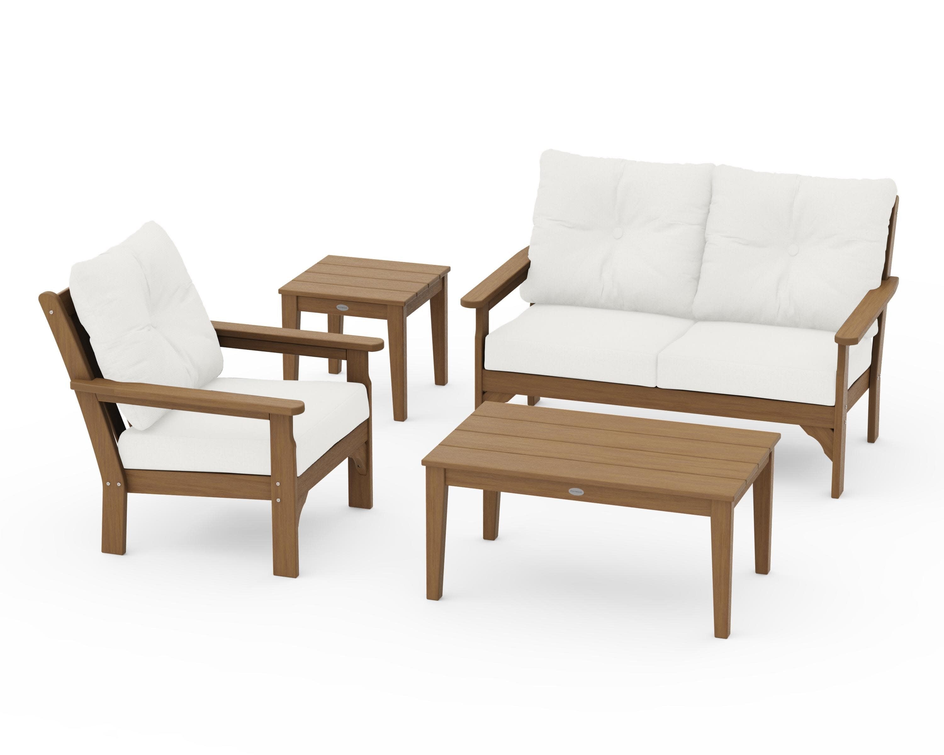 Vineyard 4-Piece Deep Seating Set in Natural / Natural Linen