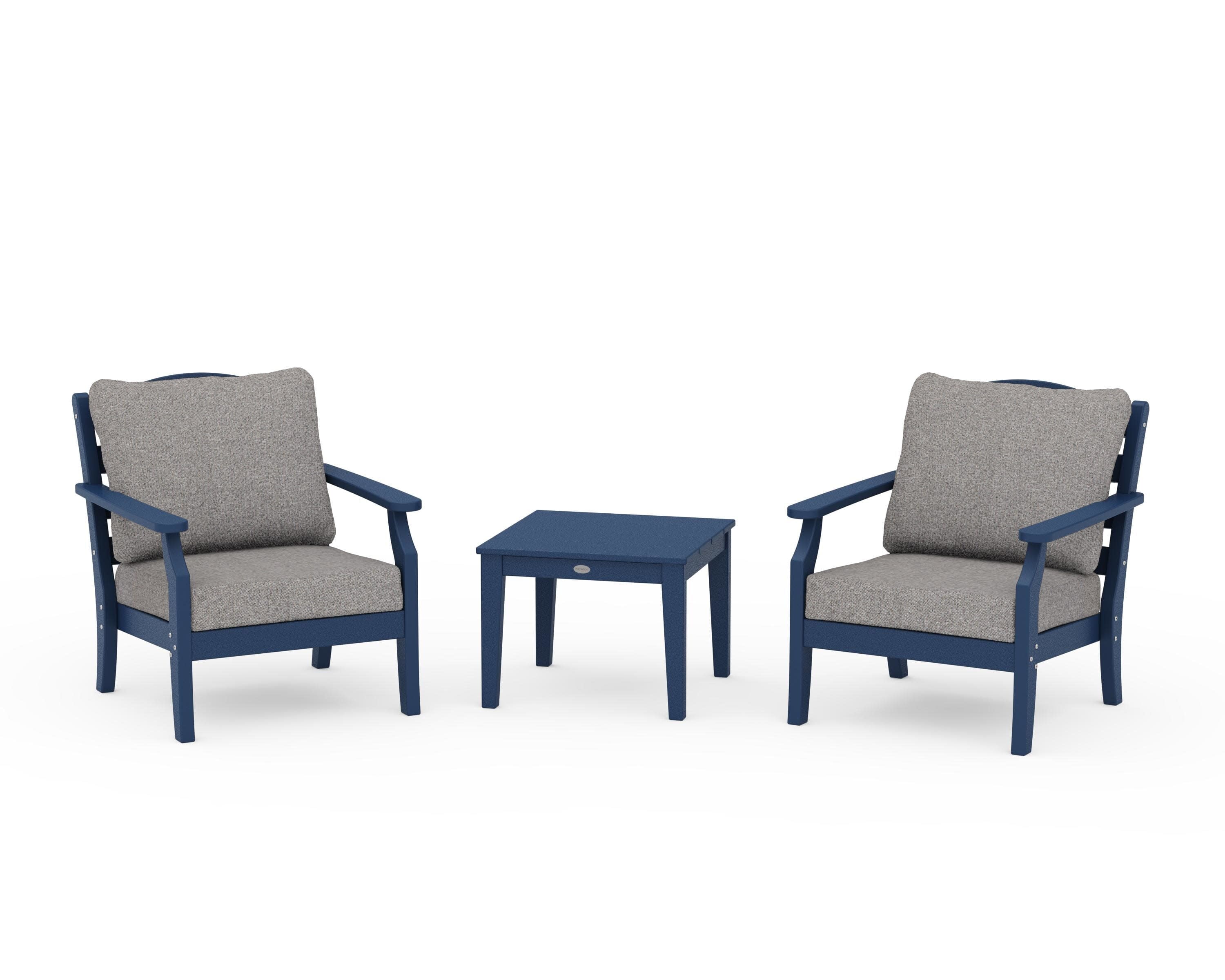 Savannah 3-Piece Deep Seating Set in Navy / Grey Mist