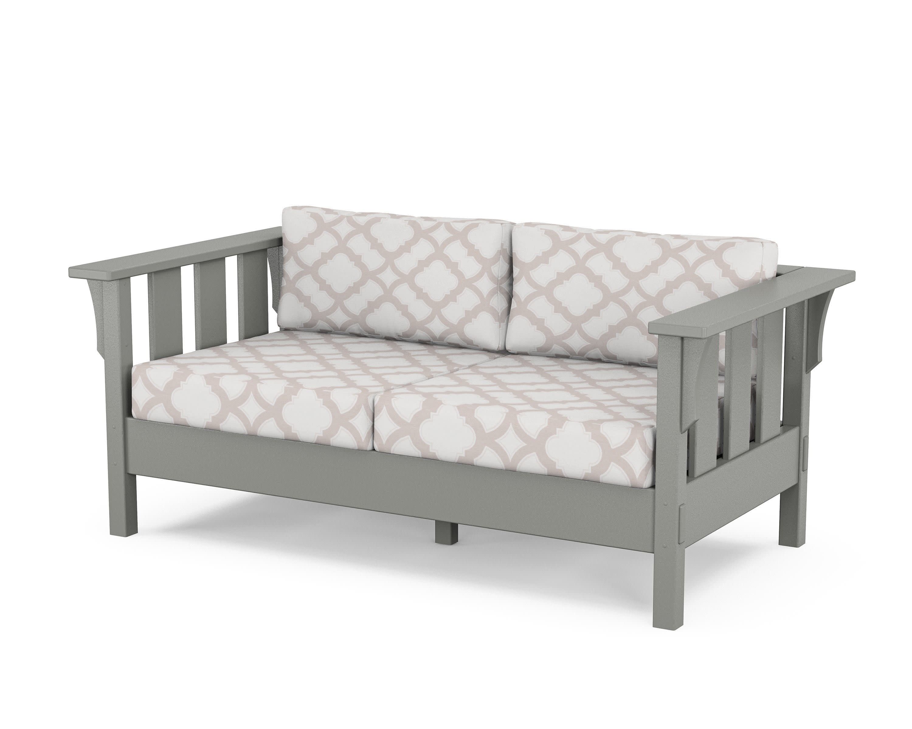 Acadia Deep Seating Loveseat in Slate Grey / Trellis Dune Burlap
