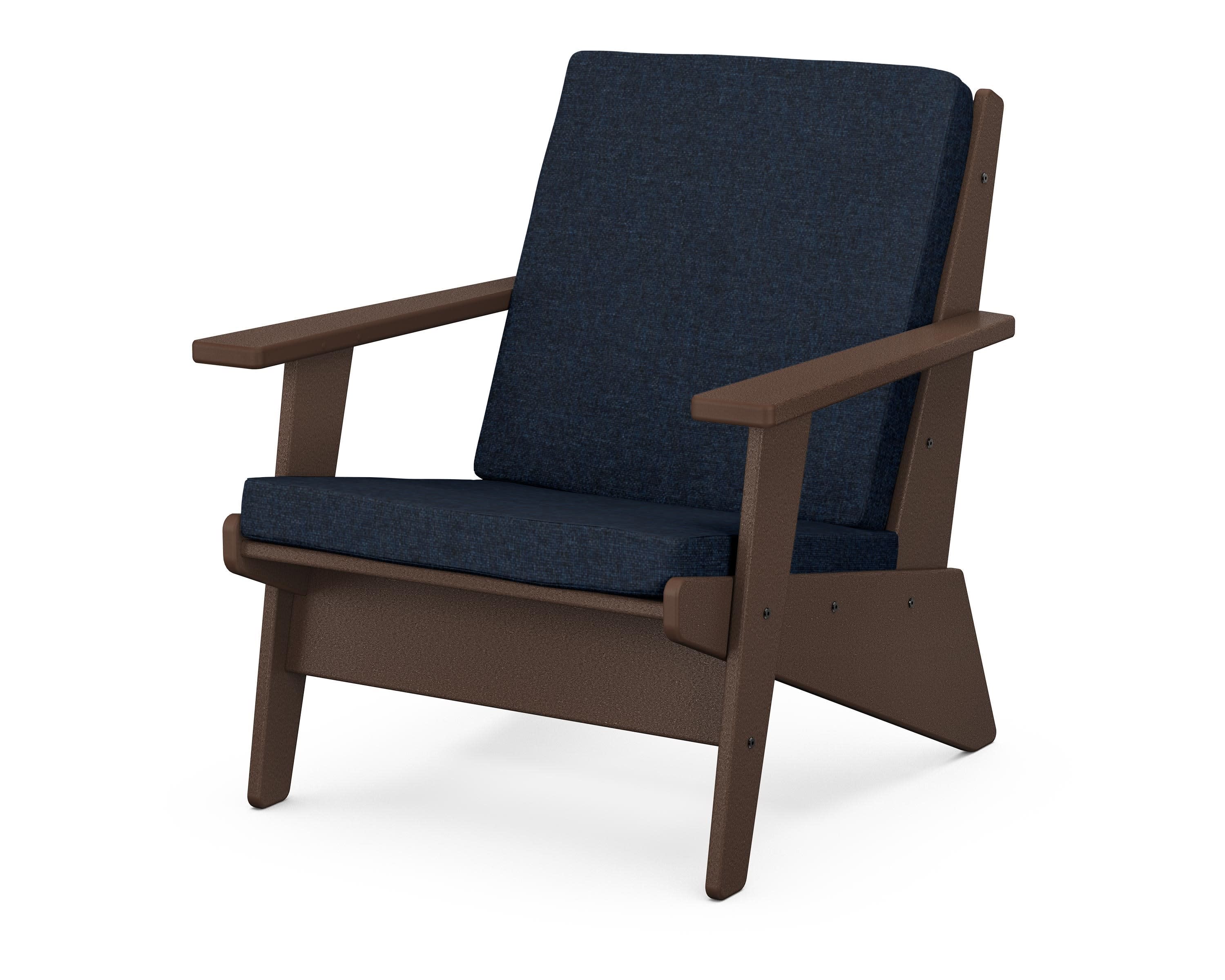 Riviera Modern Lounge Chair in Mahogany / Marine Indigo