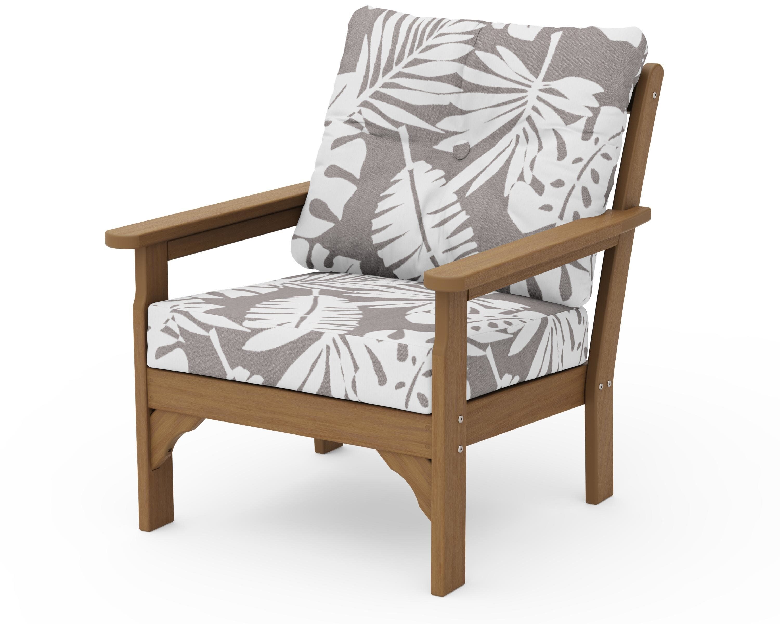 Vineyard Deep Seating Chair in Natural / Leaf Grey Mist