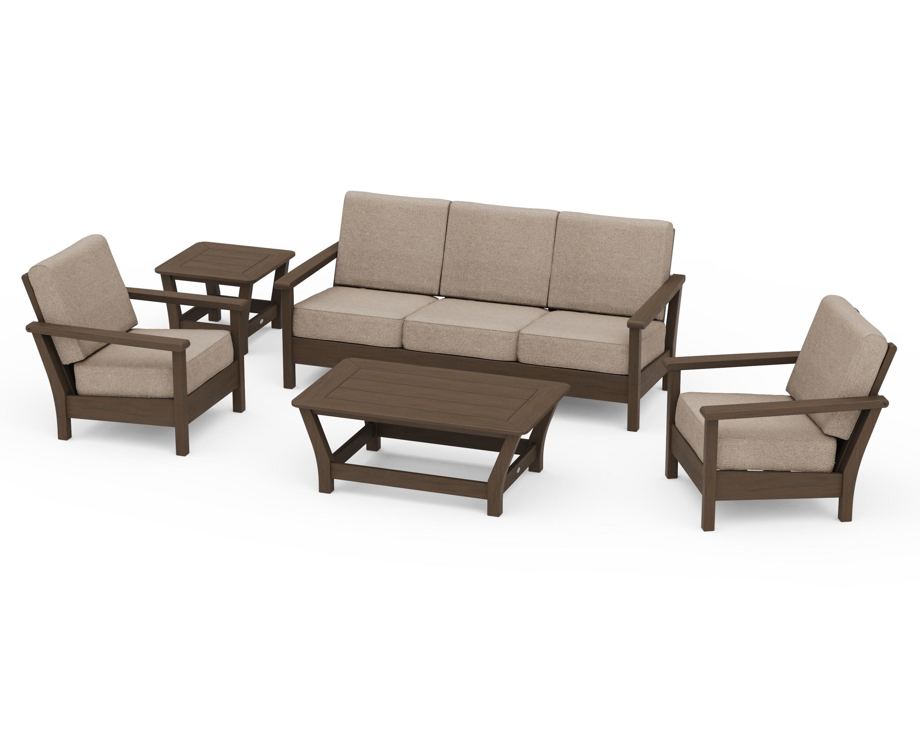 Harbour 5-Piece Deep Seating Set in Kona / Spiced Burlap
