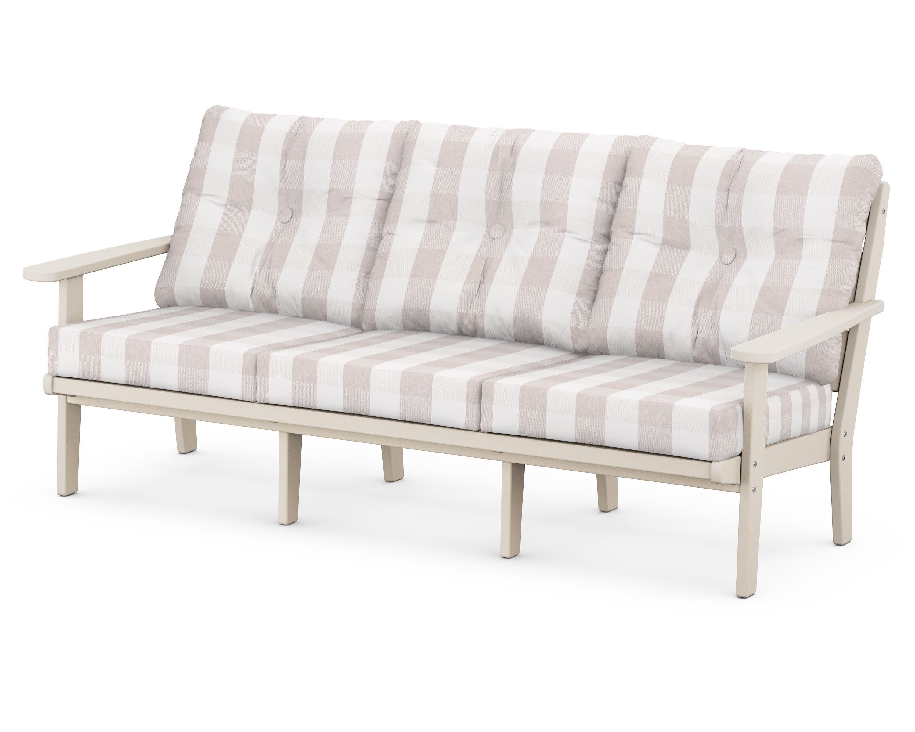 Lakeside Deep Seating Sofa in Sand / Buffalo Plaid Dune Burlap
