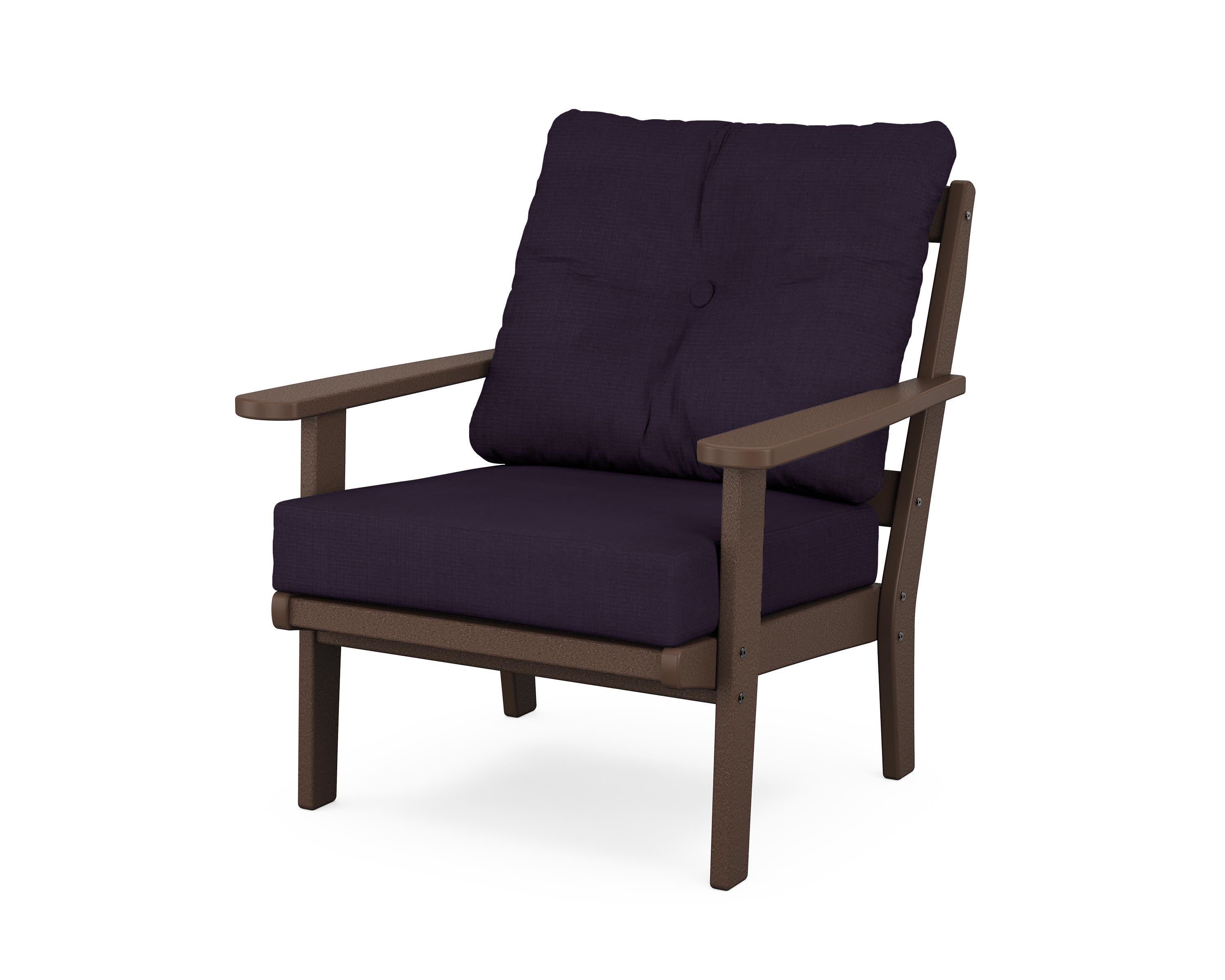 Mission Deep Seating Chair in Mahogany / Navy Linen