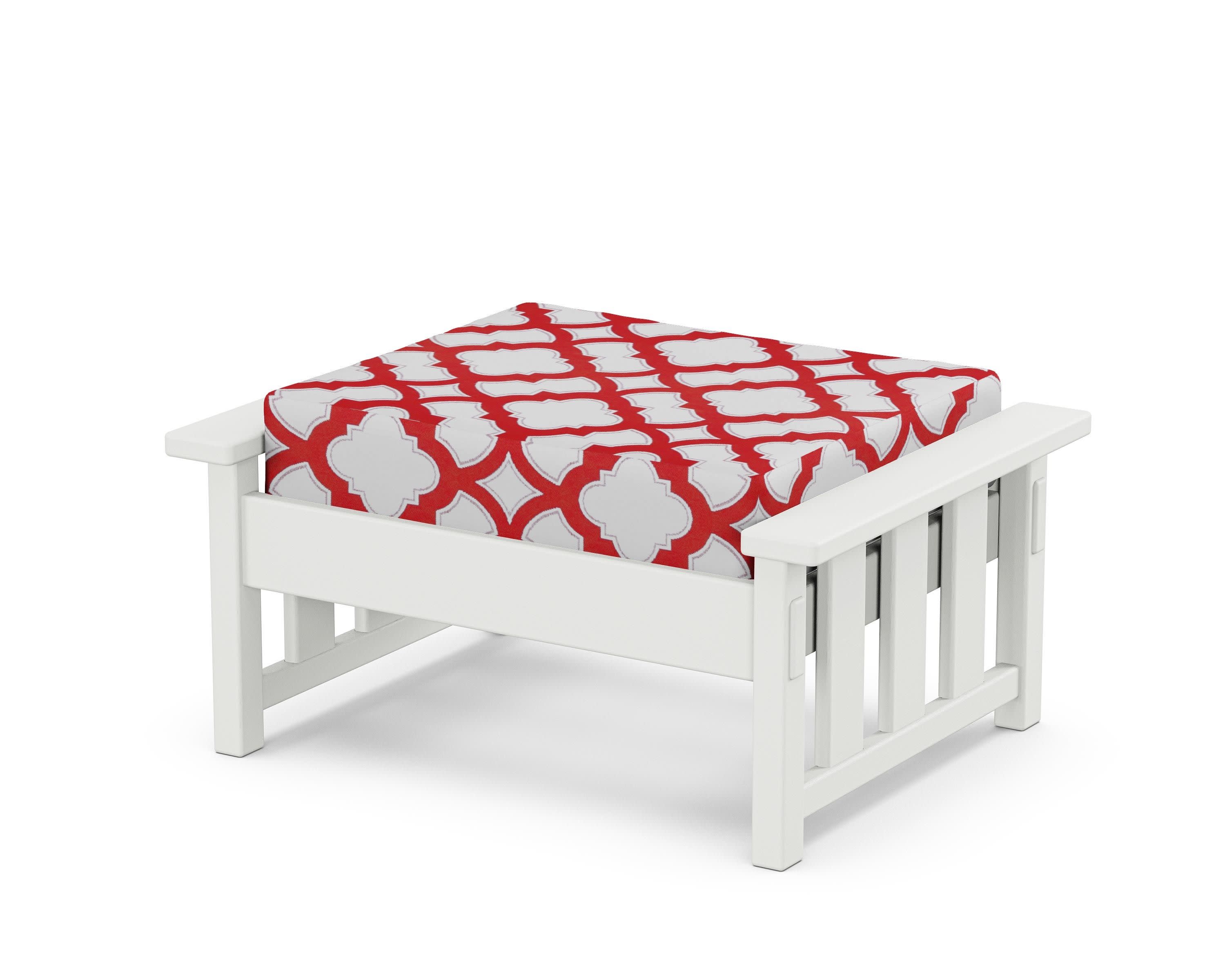 Acadia Deep Seating Ottoman in White / Trellis Crimson