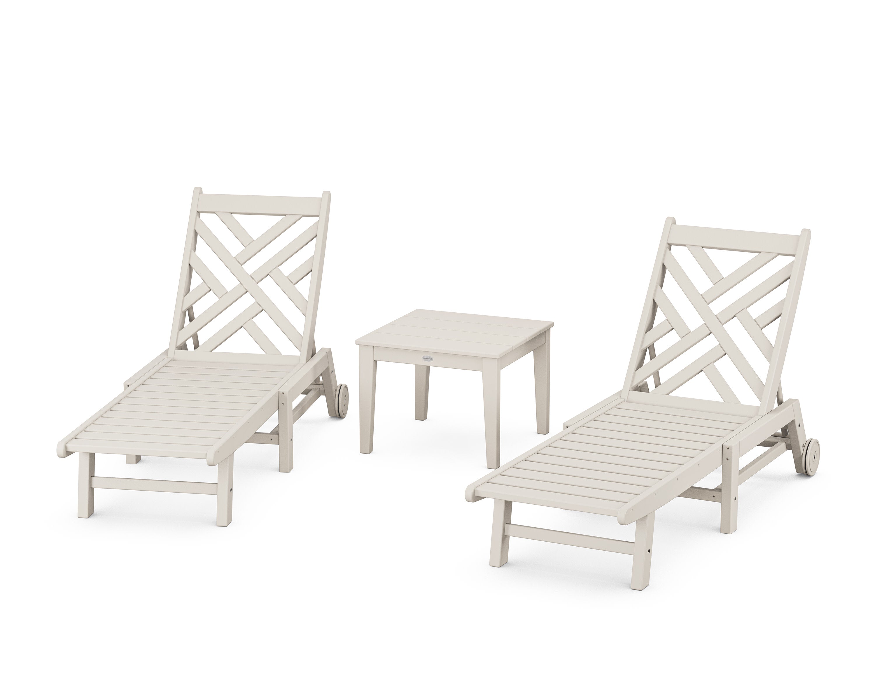 Chippendale 3-Piece Chaise Set with Wheels in Sand