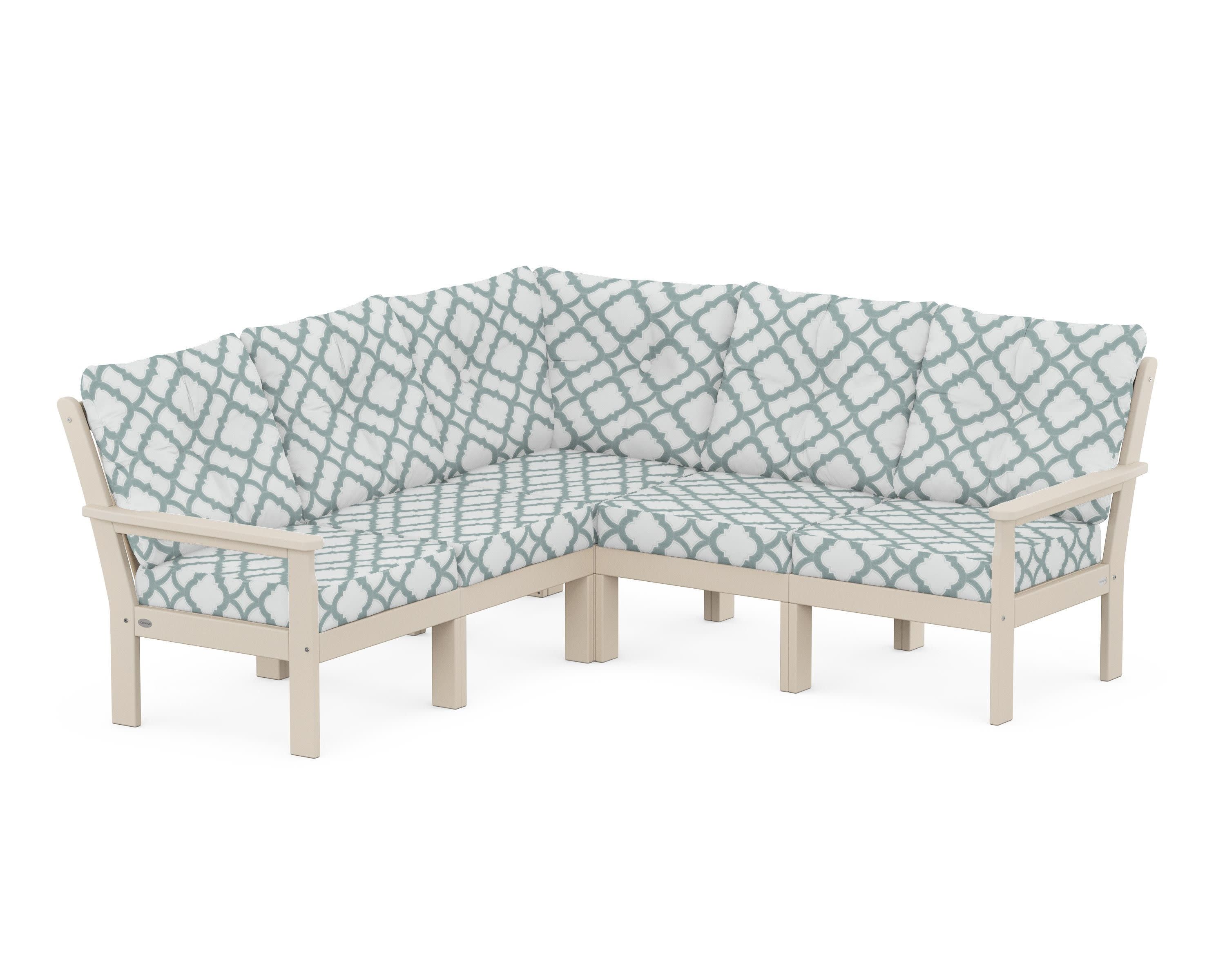 Vineyard 5-Piece Sectional in Sand / Trellis Glacier Spa
