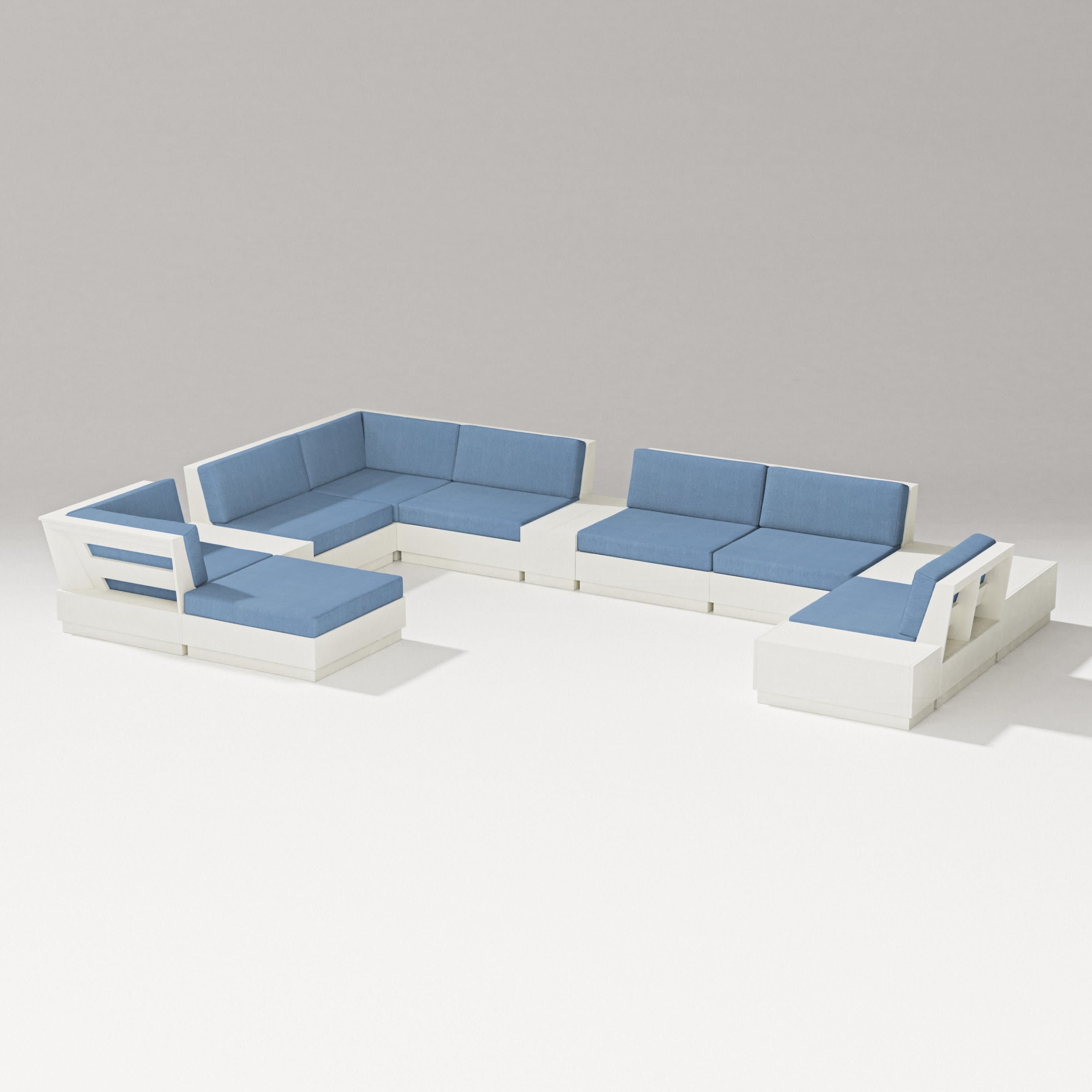 Elevate 12-Piece Conversation Sectional Set in Vintage White / Sky Blue