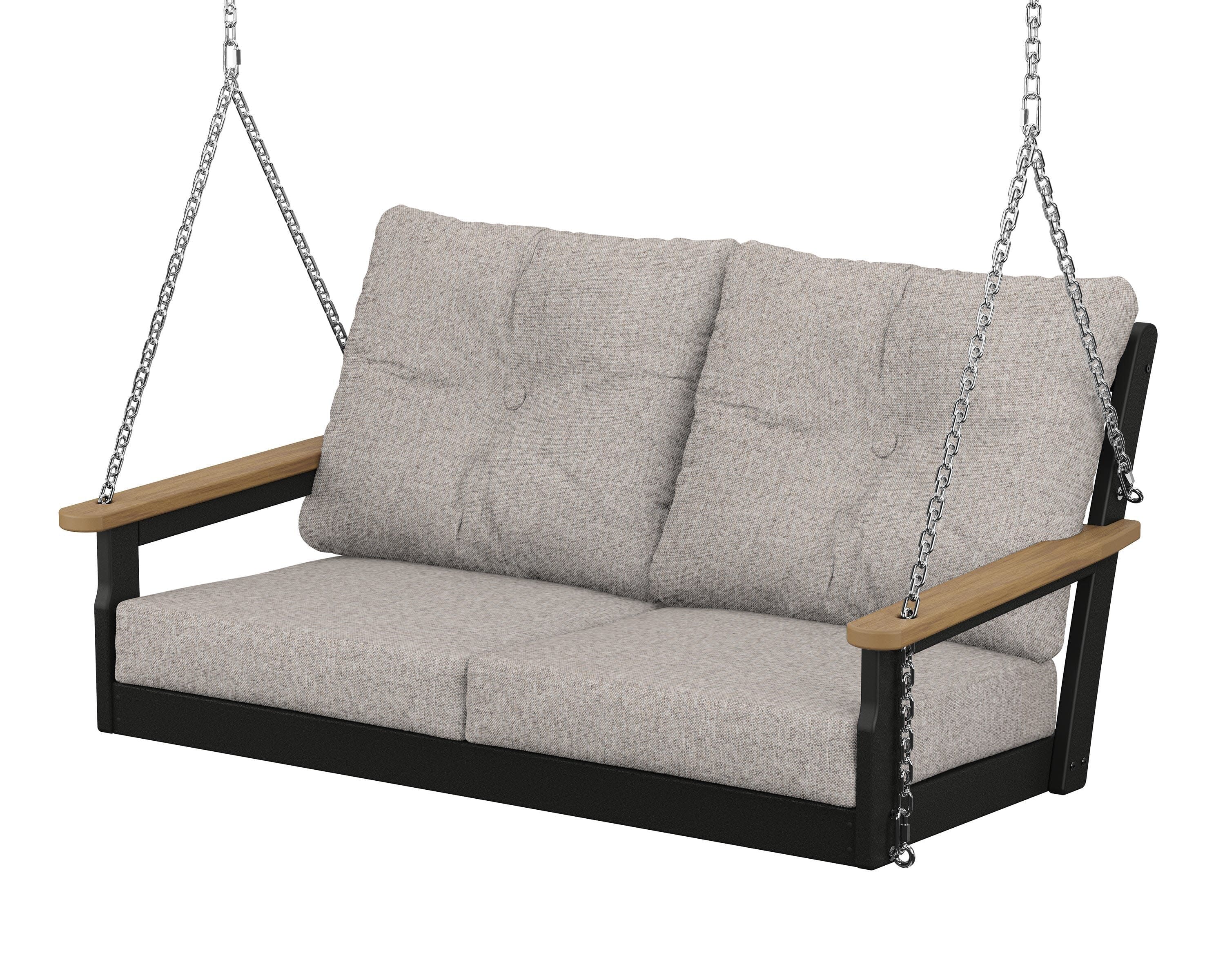 Vineyard Deep Seating Swing in Black / Natural / Weathered Tweed