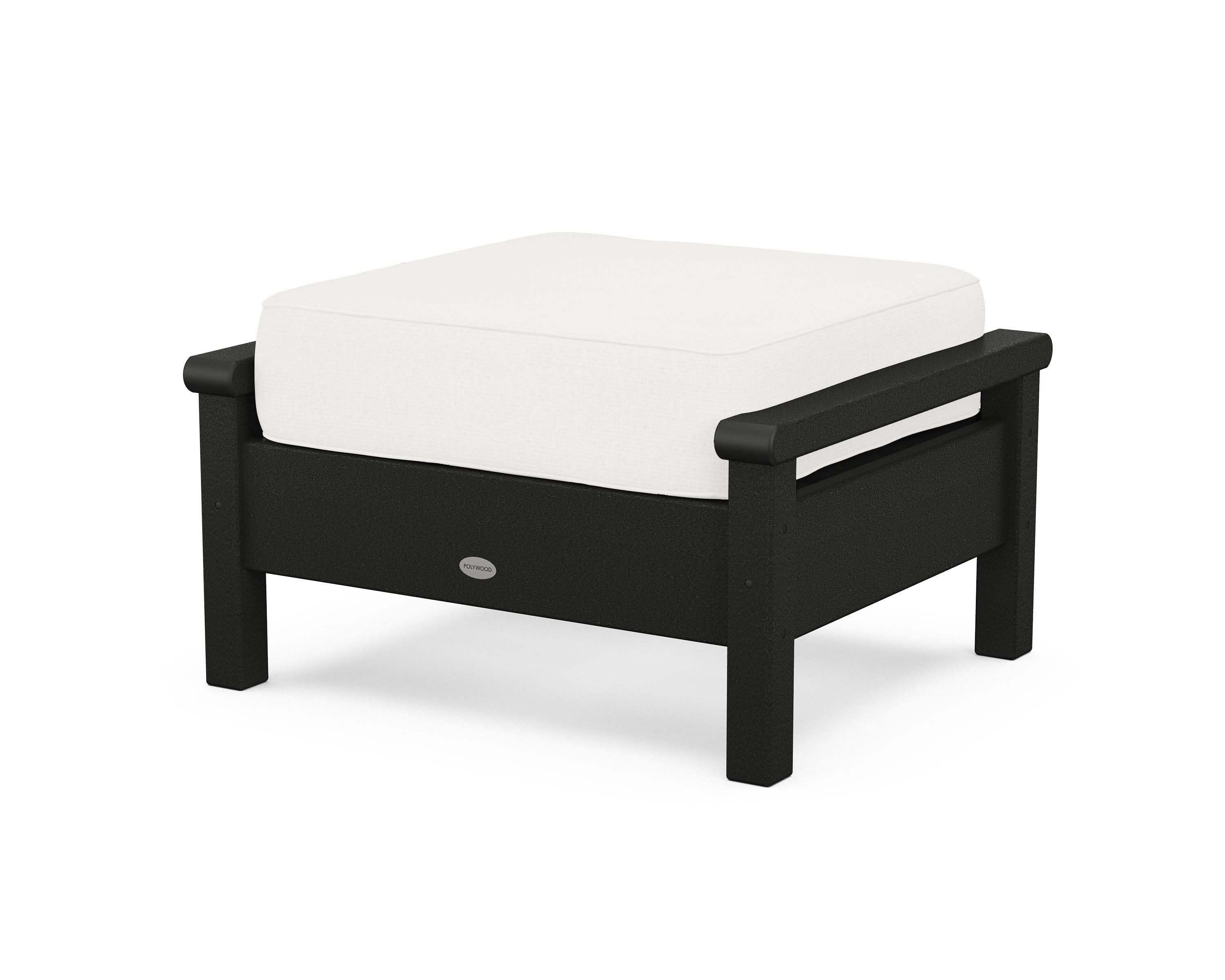 Harbour Deep Seating Ottoman in Black / Natural Linen