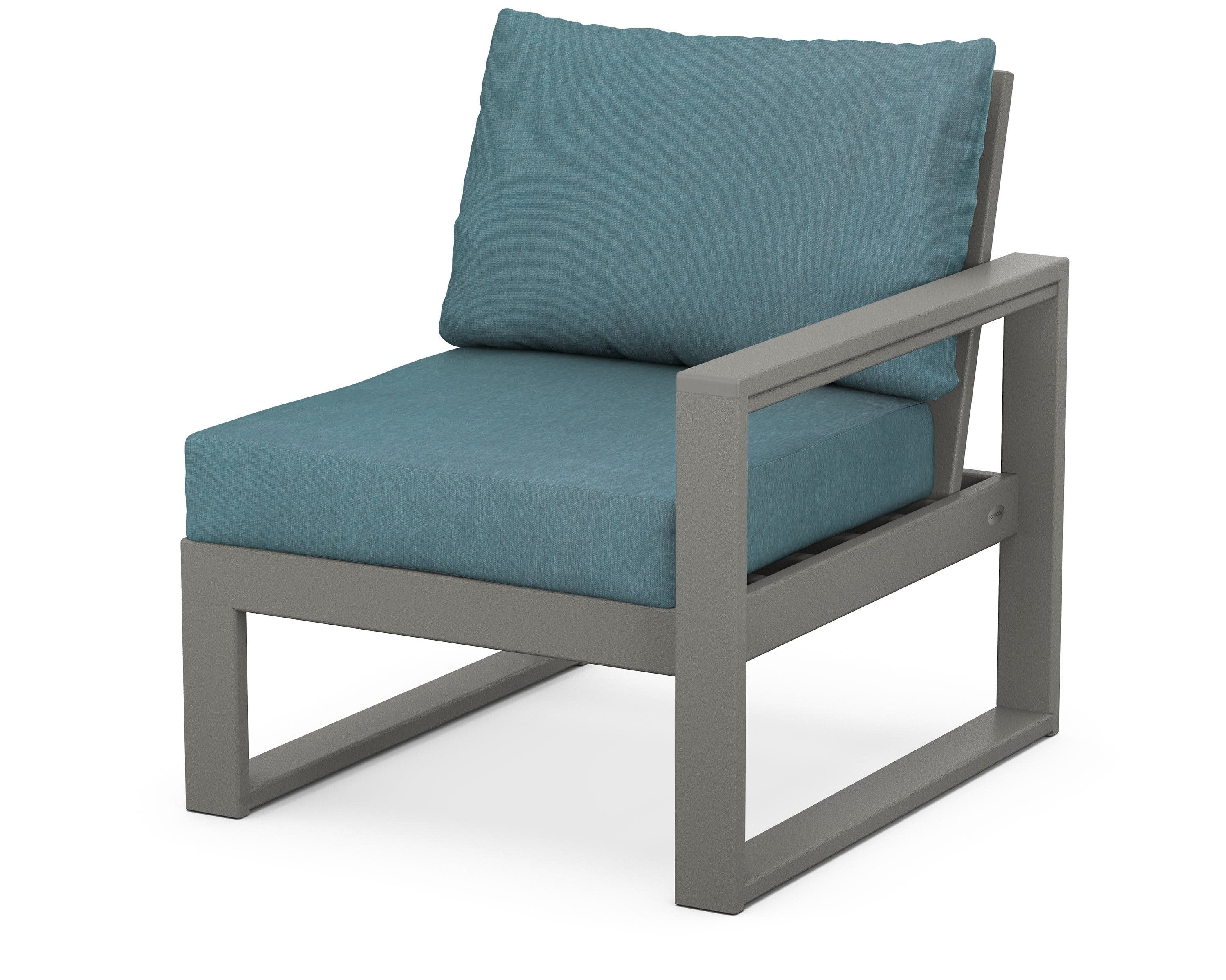 EDGE Modular Right Arm Chair in Slate Grey / Ocean Teal