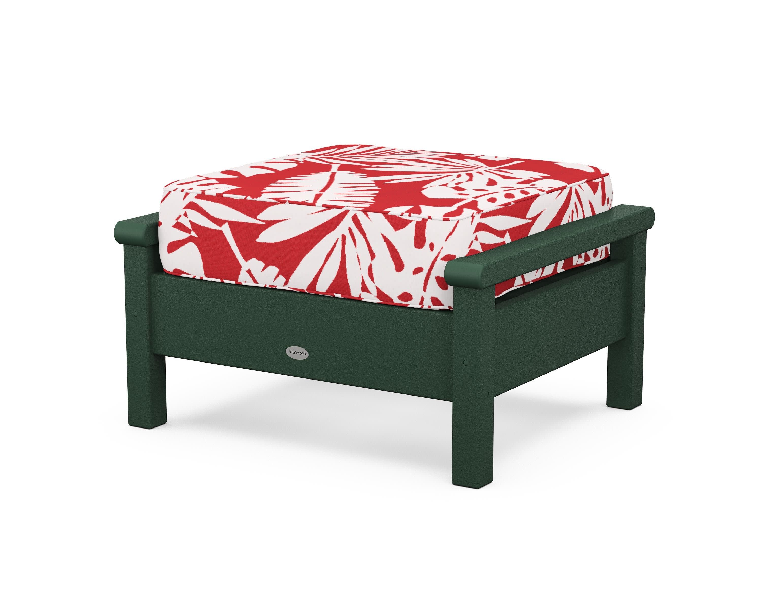 Harbour Deep Seating Ottoman in Green / Leaf Crimson