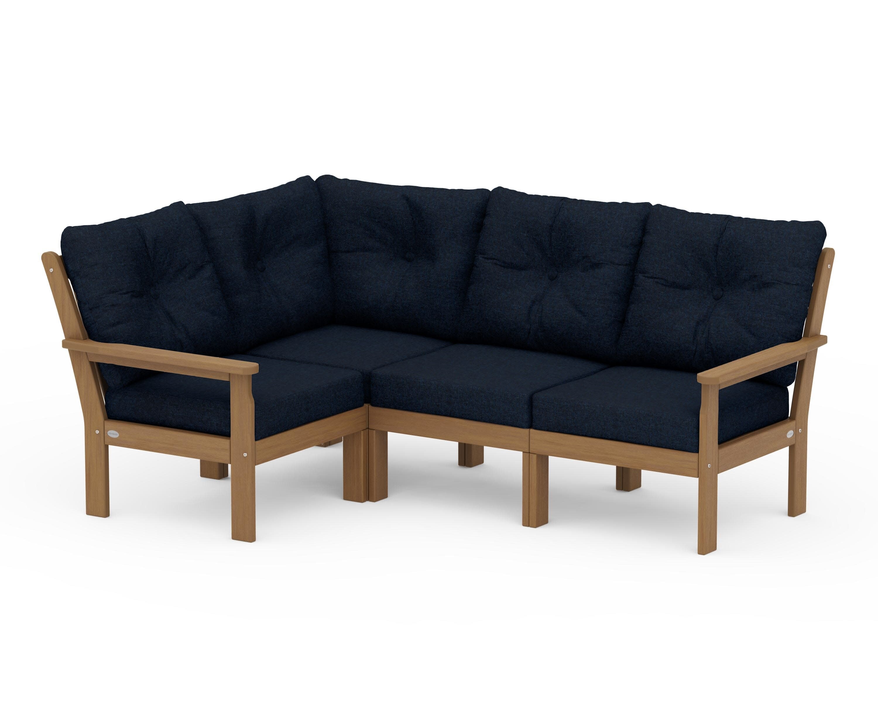 Vineyard 4-Piece Sectional in Natural / Marine Indigo