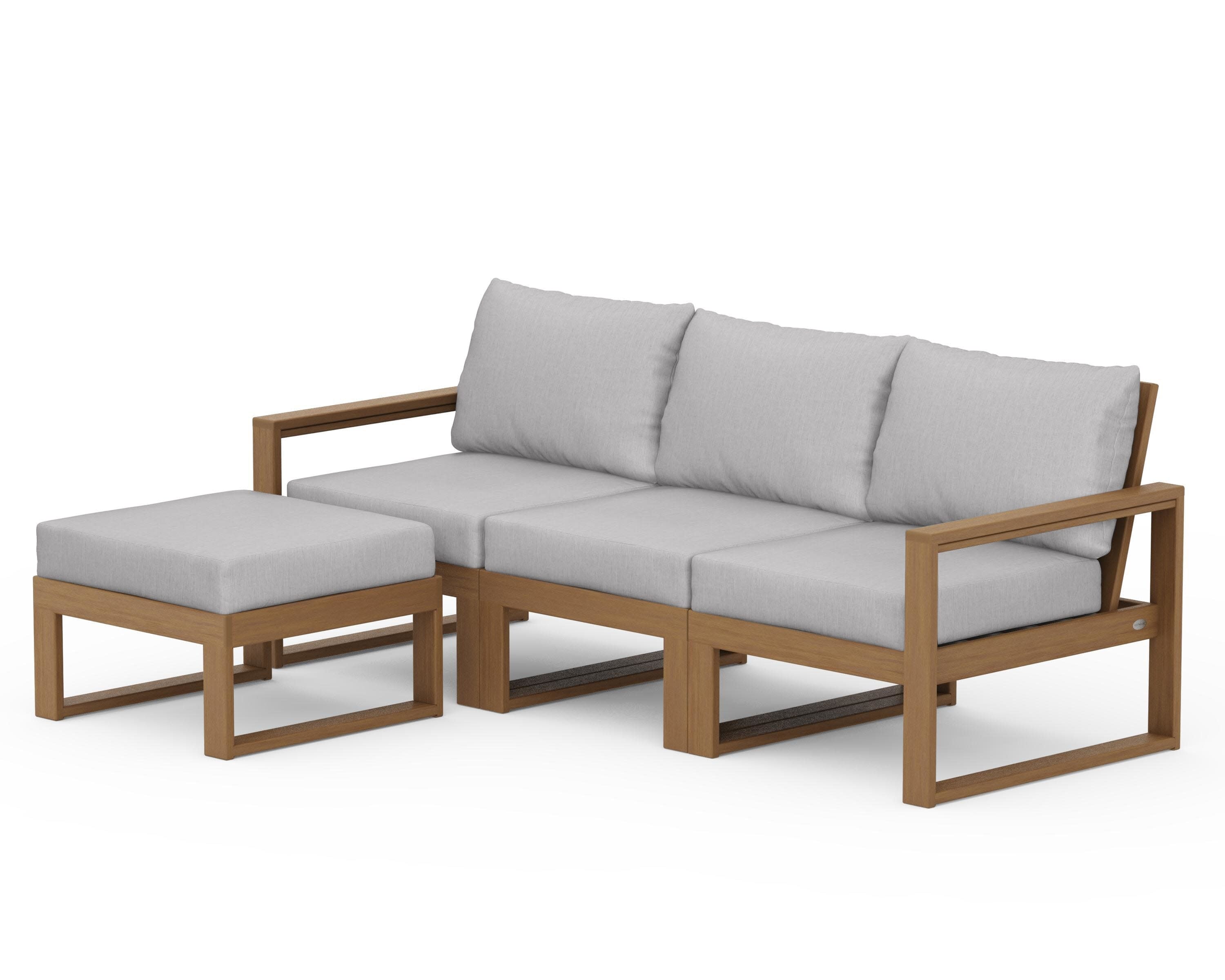 EDGE 4-Piece Modular Deep Seating Set with Ottoman in Natural / Granite