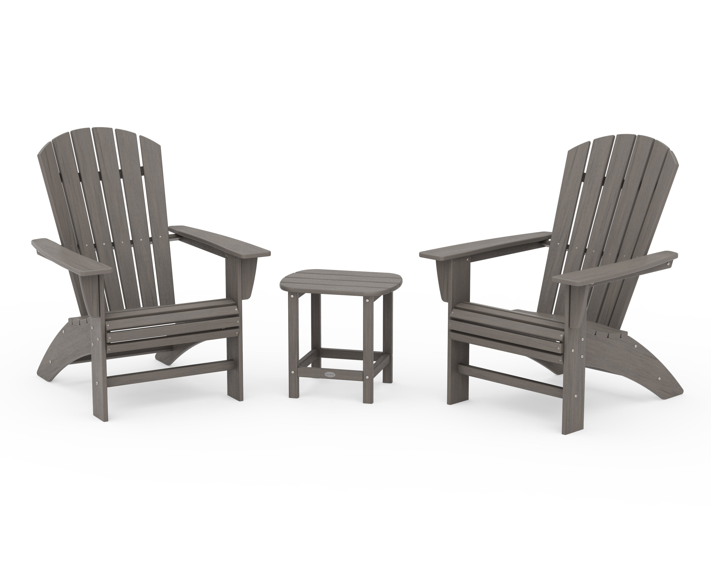 Nautical 3-Piece Curveback Adirondack Set in Driftwood