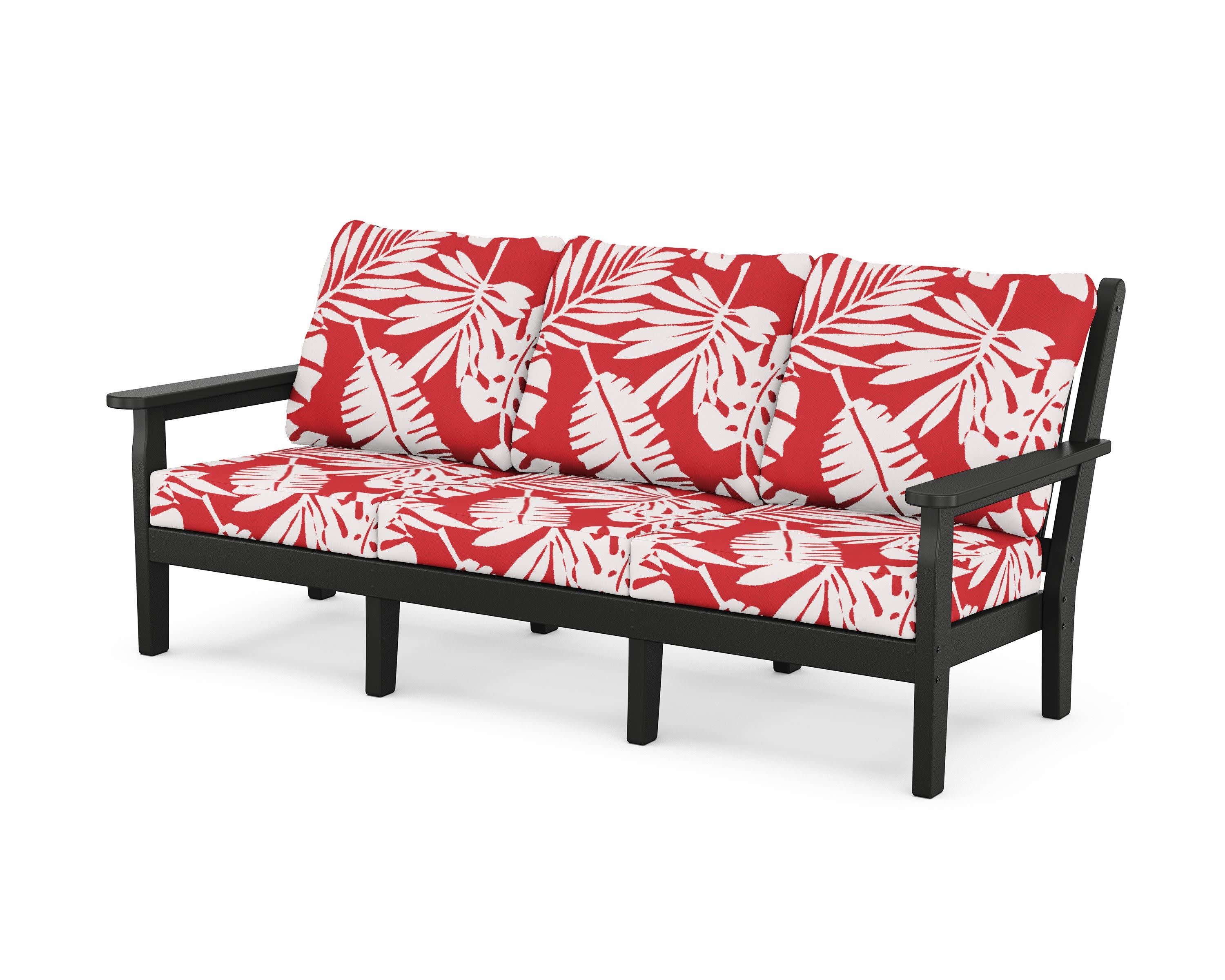 Chippendale Deep Seating Sofa in Black / Leaf Crimson