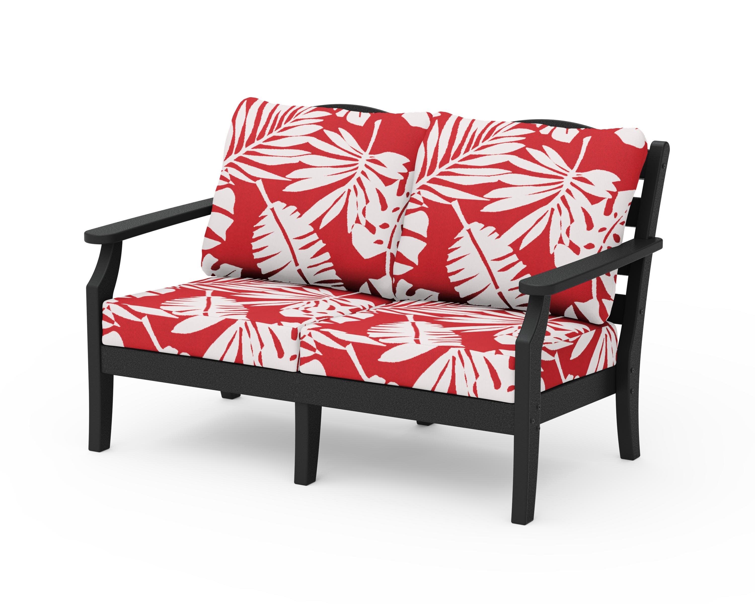 Savannah Deep Seating Loveseat in Black / Leaf Crimson