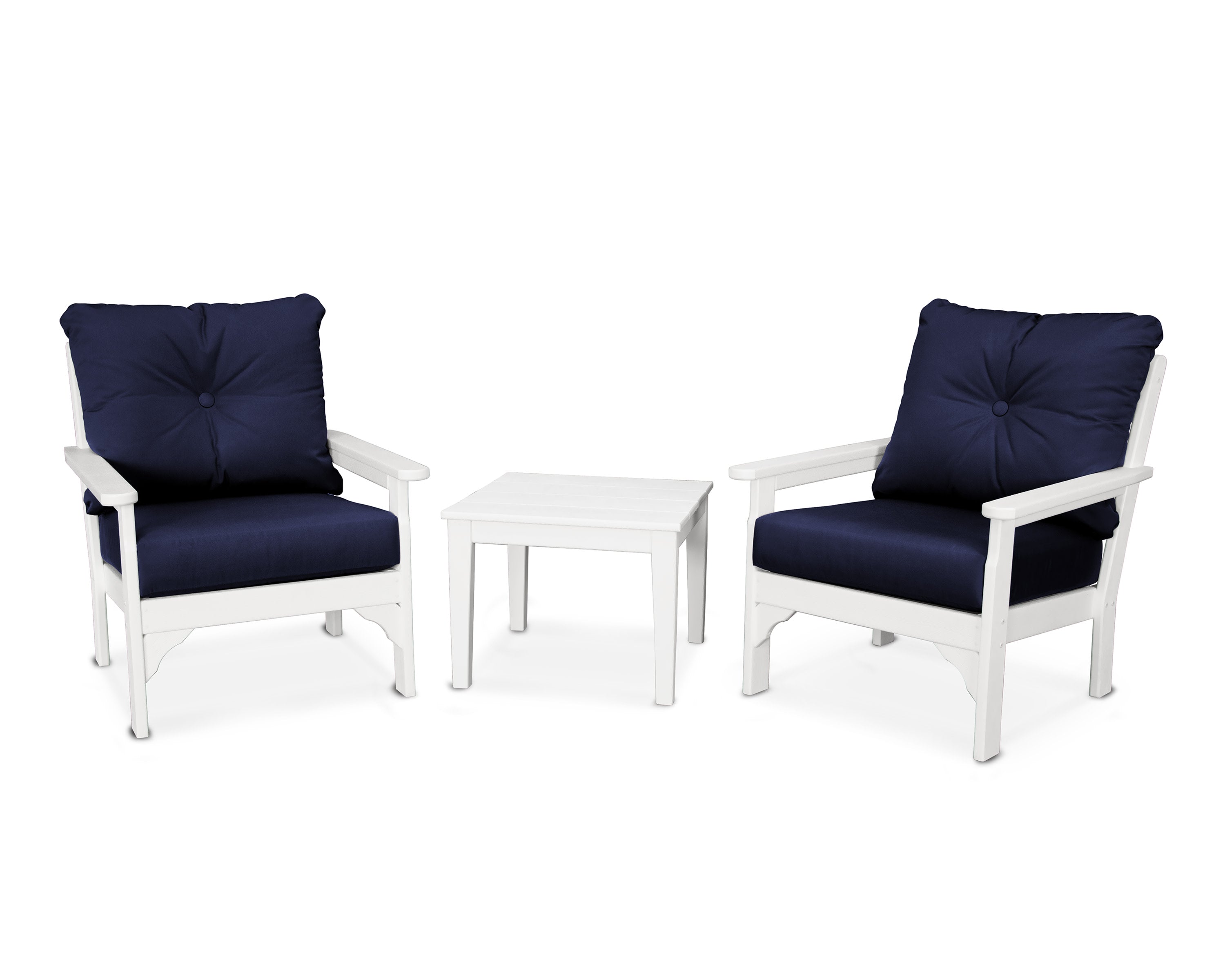 Vineyard 3-Piece Deep Seating Set in White / Navy