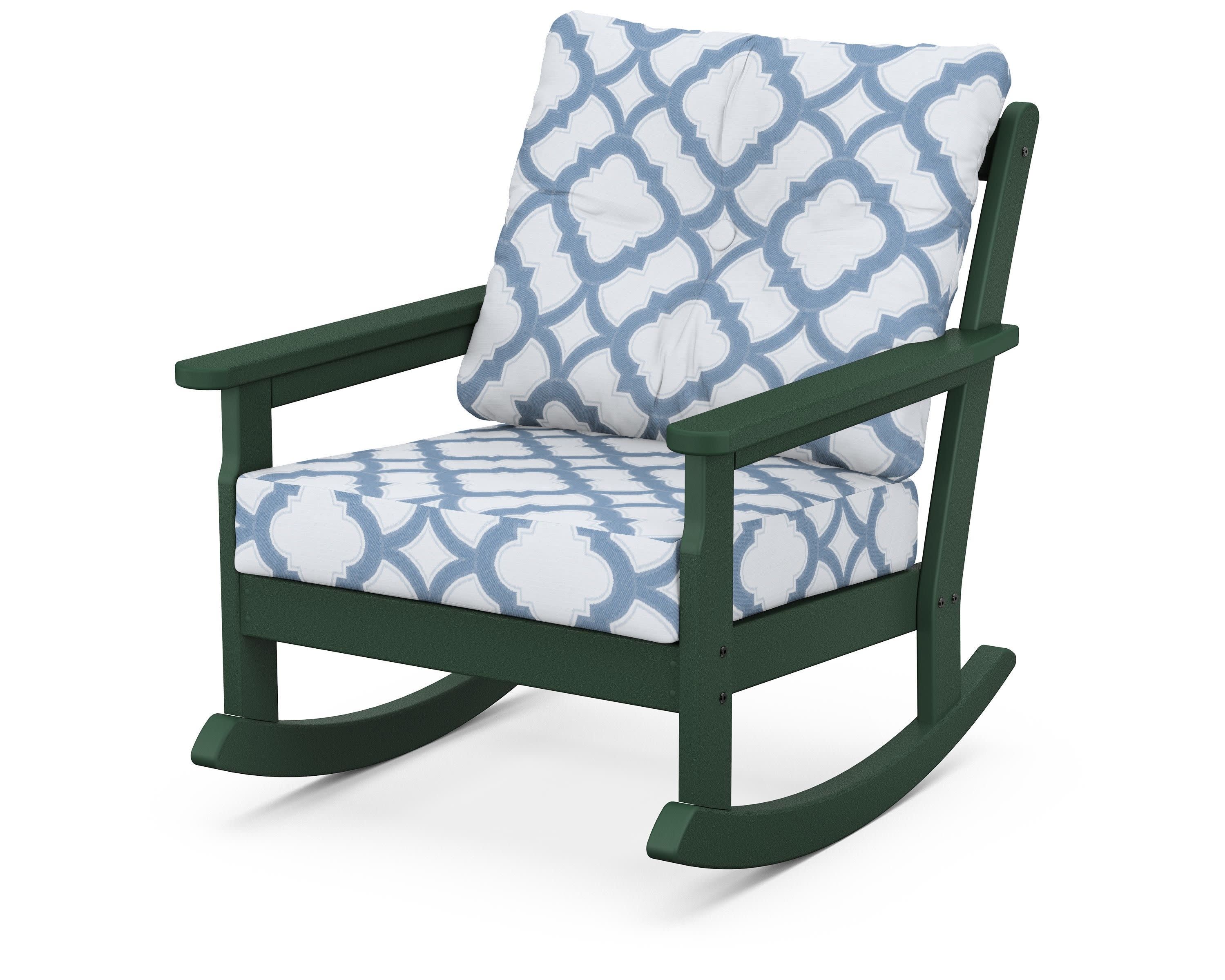 Vineyard Deep Seating Rocking Chair in Green / Trellis Sky Blue