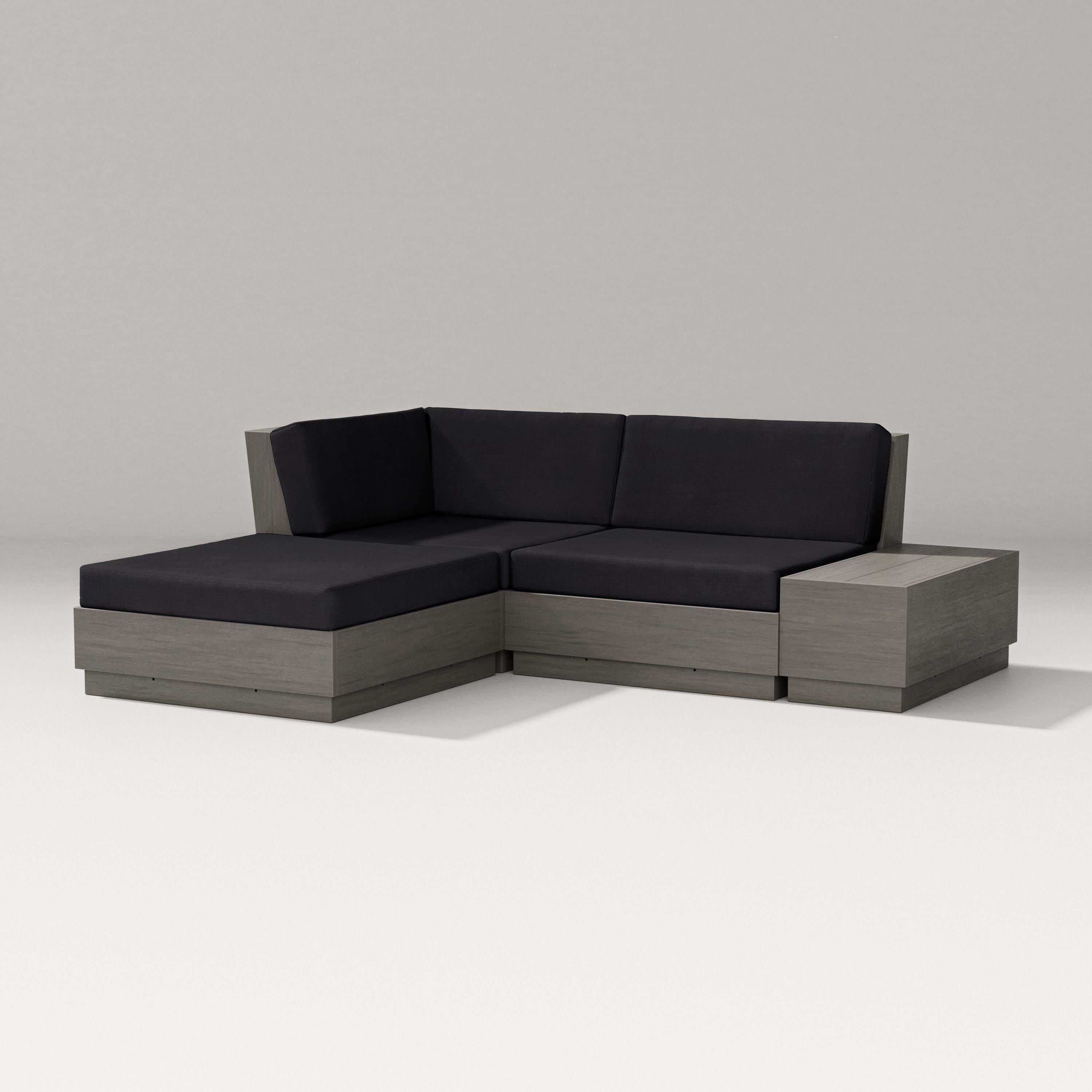 Elevate Loveseat Sectional with Chaise in Driftwood / Midnight Linen