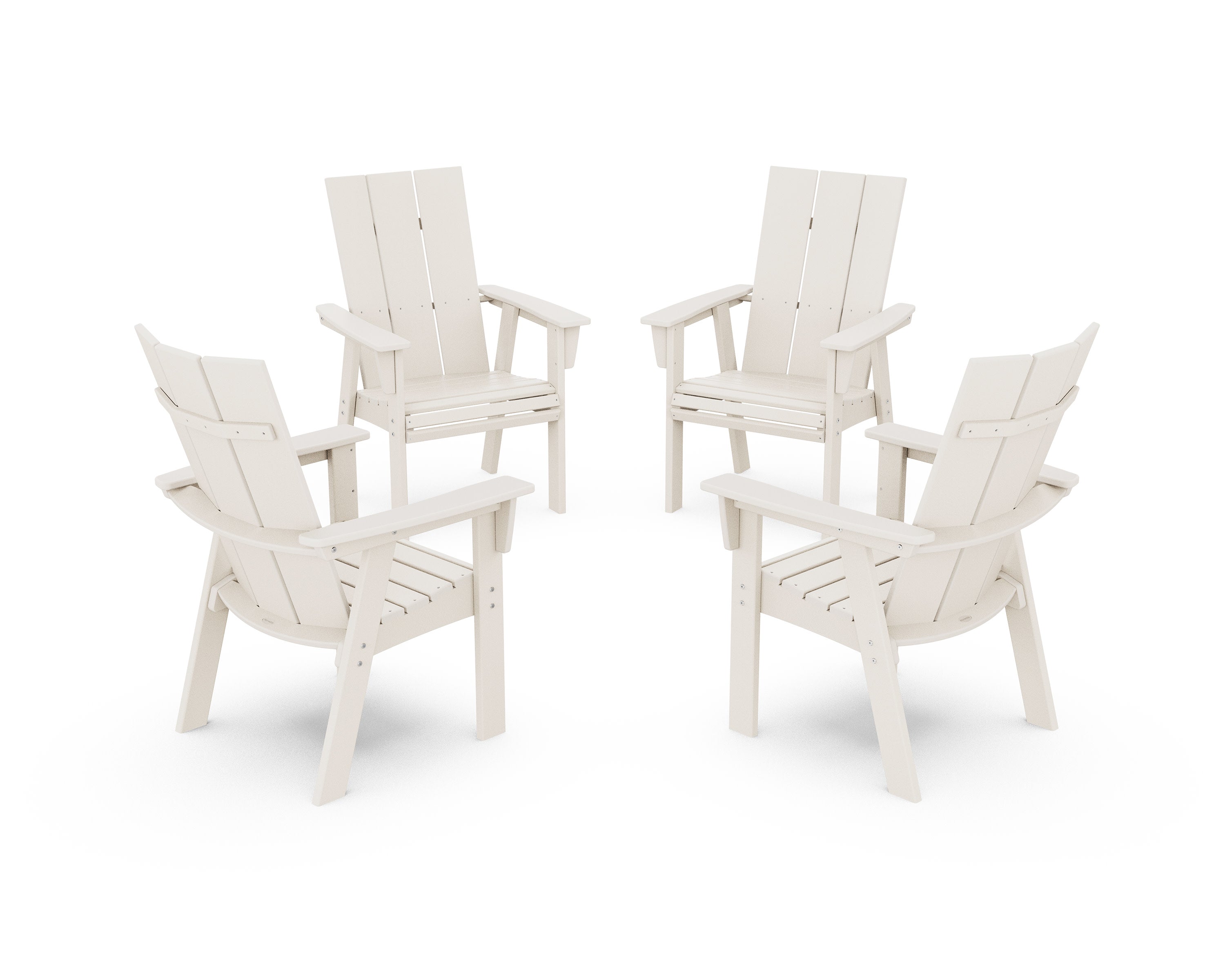 Modern 4-Piece Curveback Upright Adirondack Conversation Set in Sand