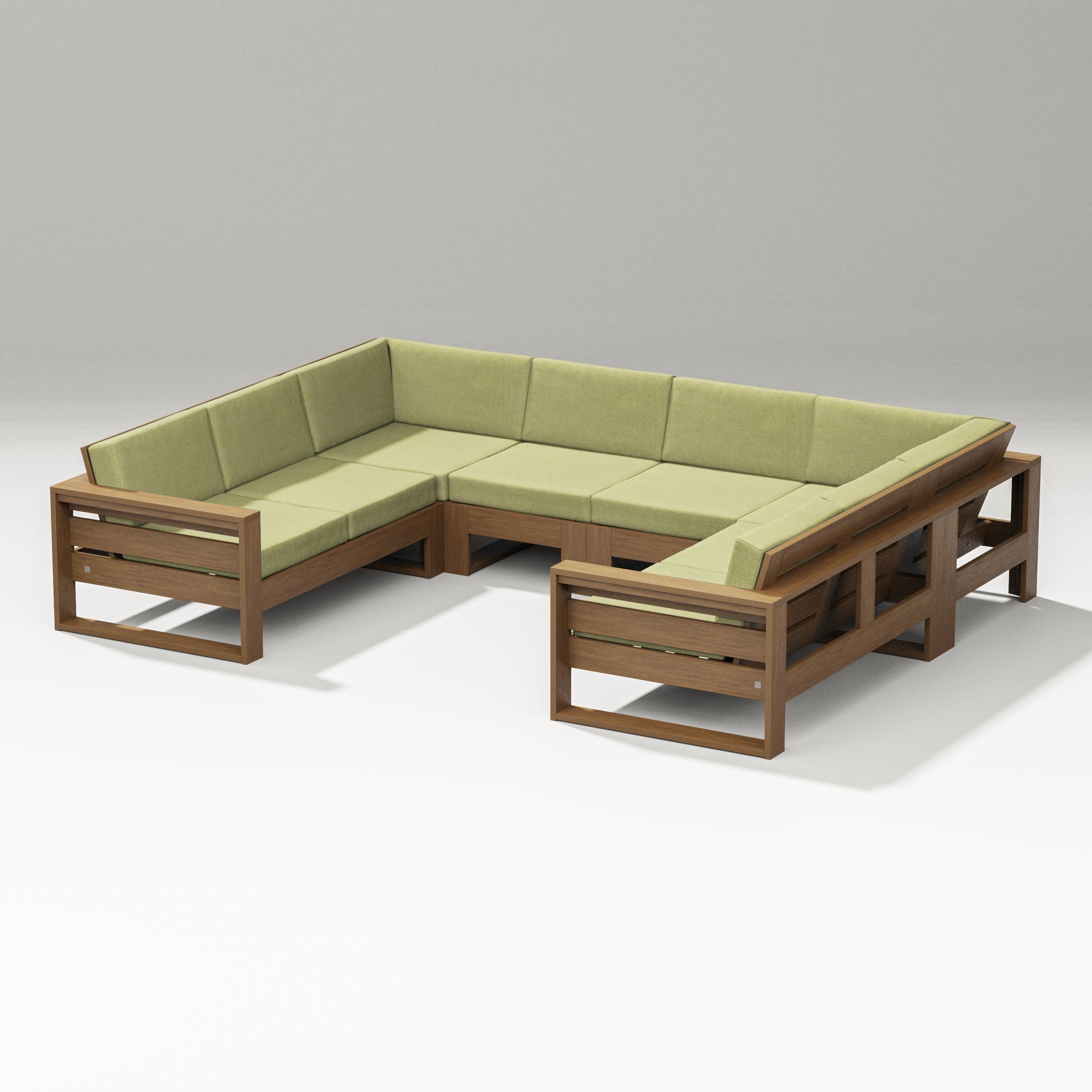 Latitude U-Shaped Sectional in Natural / Chartreuse Boucle