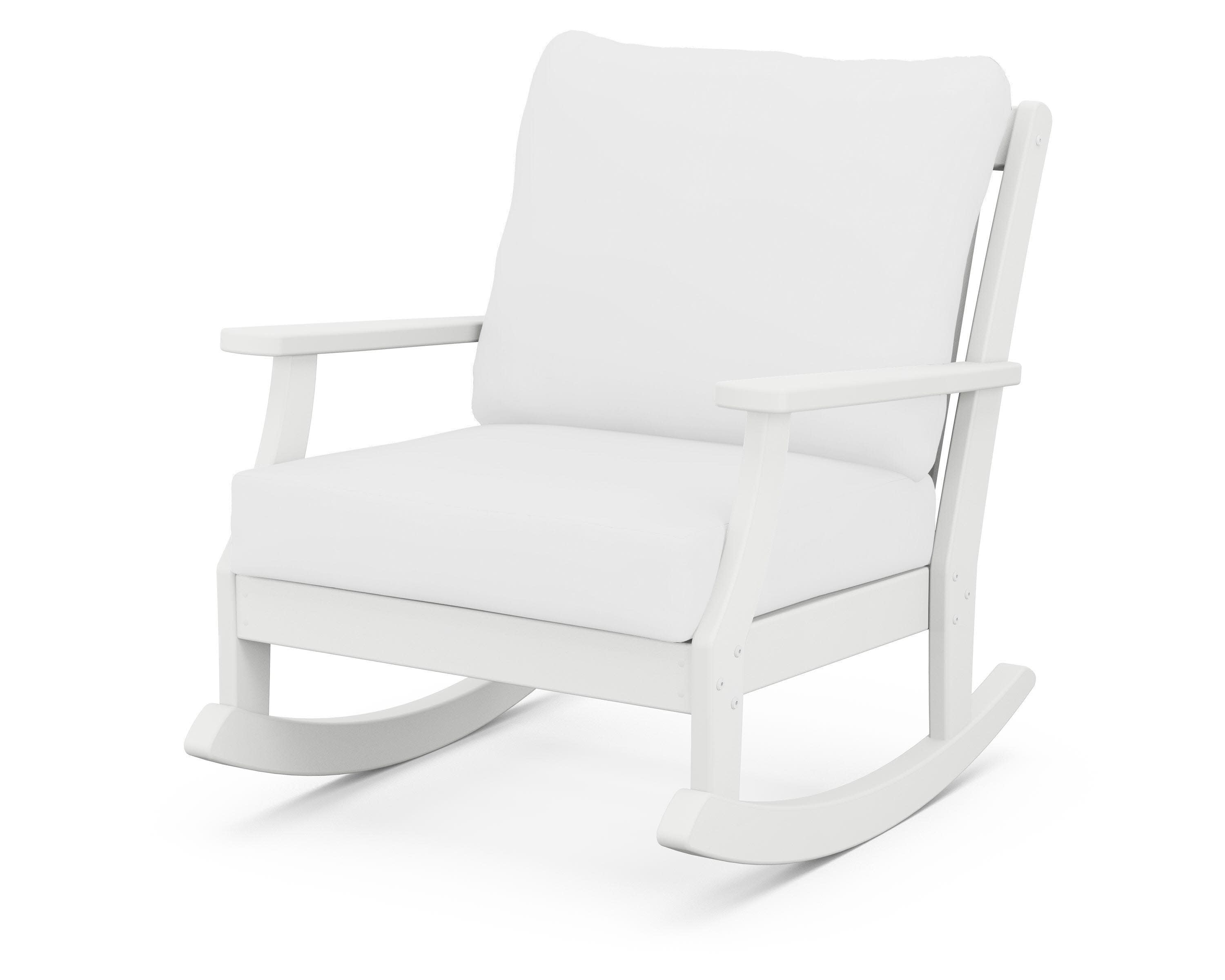 Braxton Deep Seating Rocking Chair in White / Natural